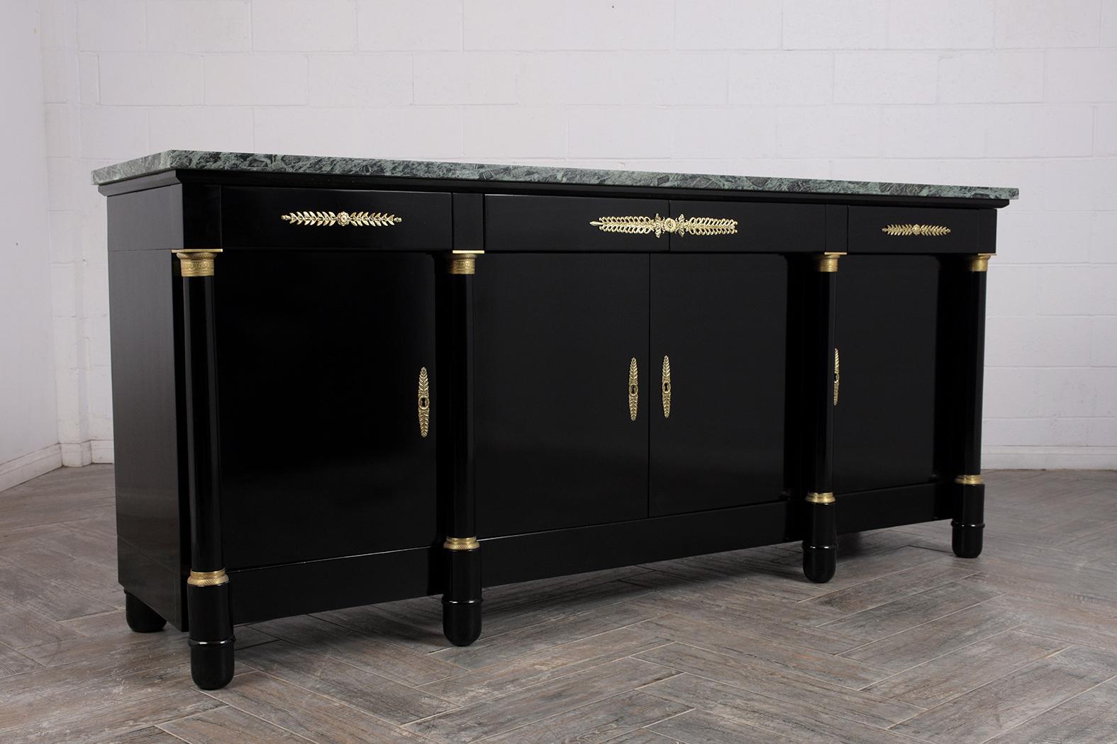 French 1950s Janses Style Black Empire Style Credenza 1
