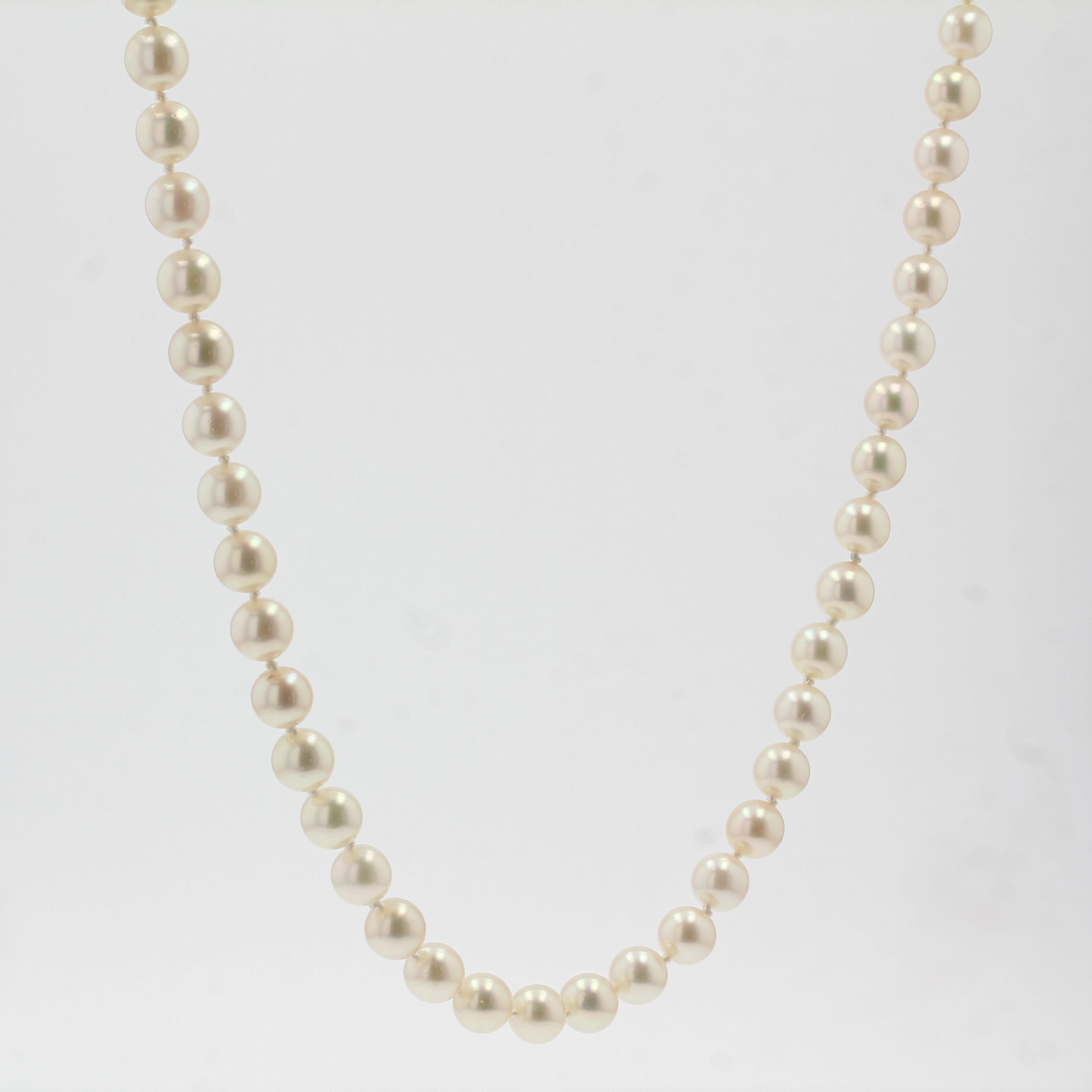 Rétro French 1950s Japanese Cultured Pearls Chocker Necklace en vente
