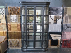 French 1950's Large Black Lacquer Vitrine in the Style of Josef Hoffmann