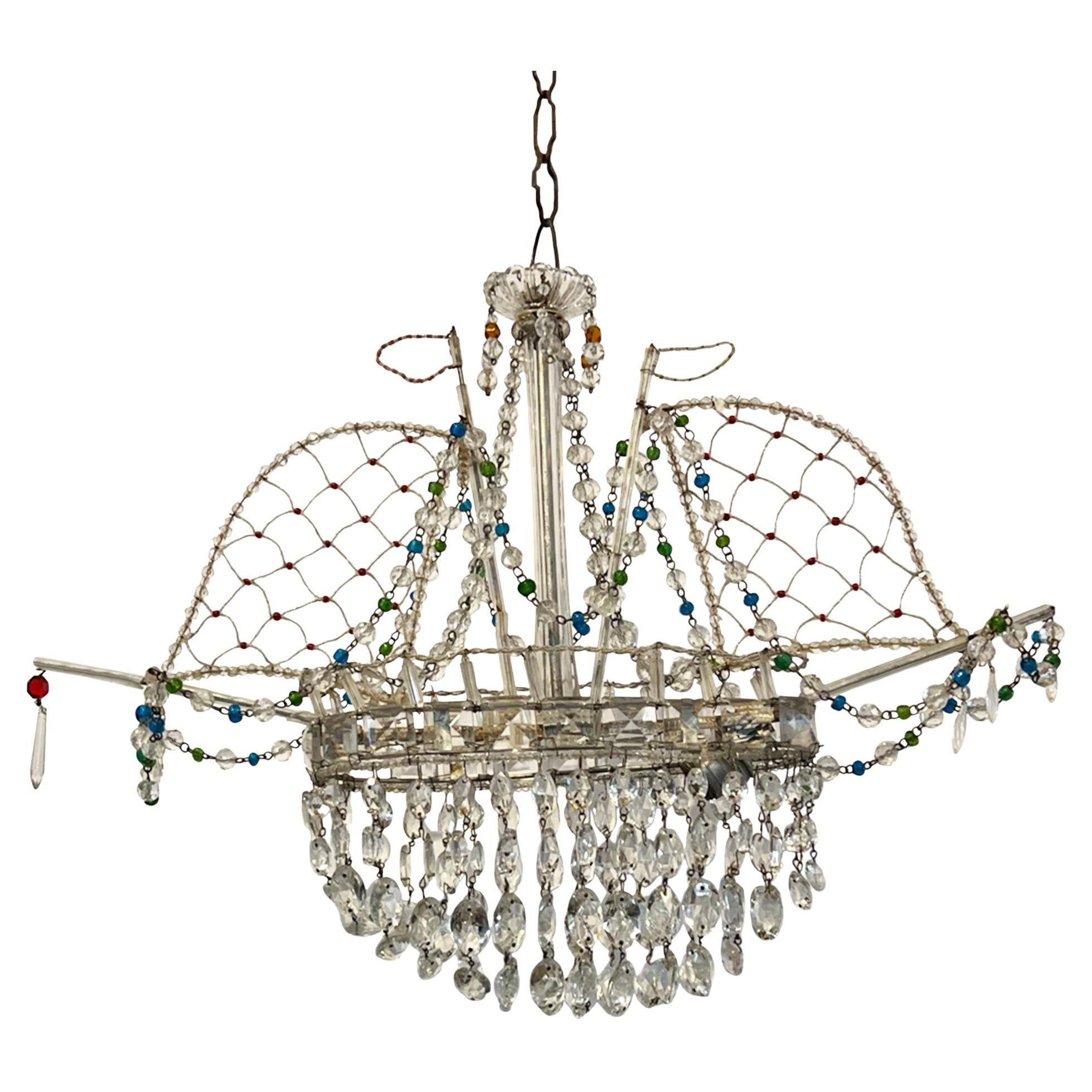 Wrought Iron Spanish Galleon Sailing Ship Shaped FourLight Chandelier, 1950s at 1stDibs ship