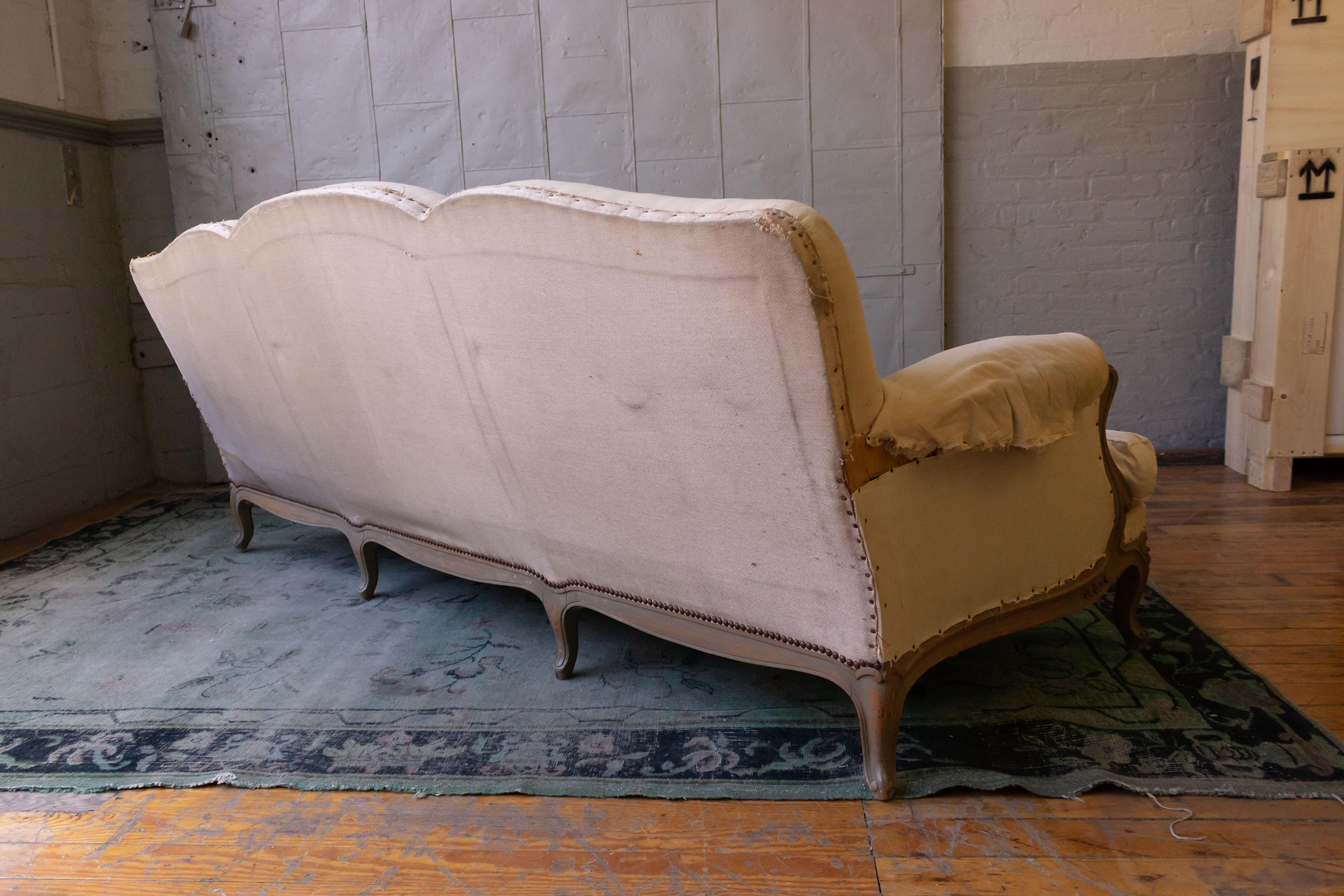Wood Large French 1950s Louis XV Style Sofa