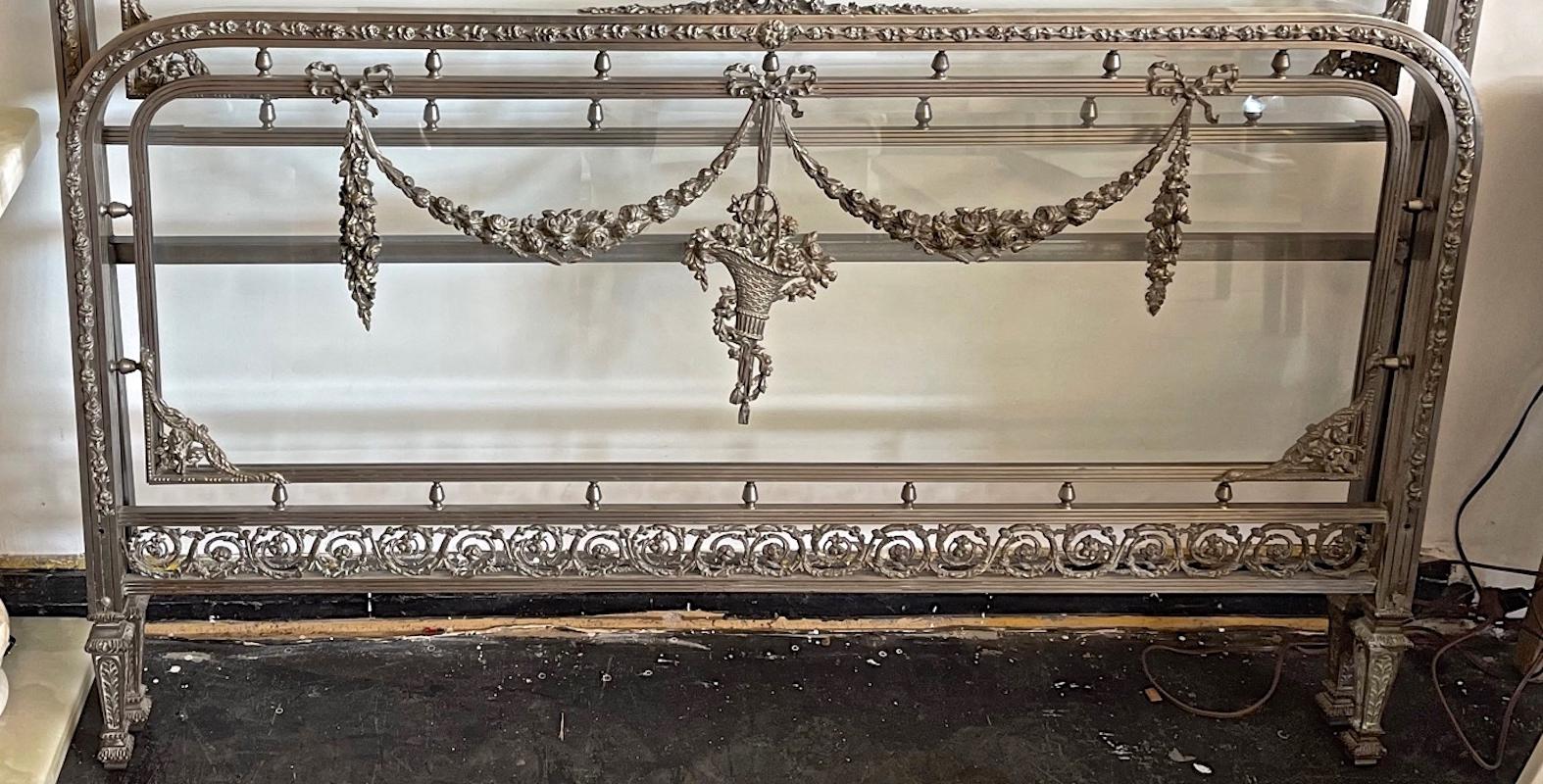 French 19th Century Louis XVI Metal and Glass Bed Frame with Head and Footboard 5