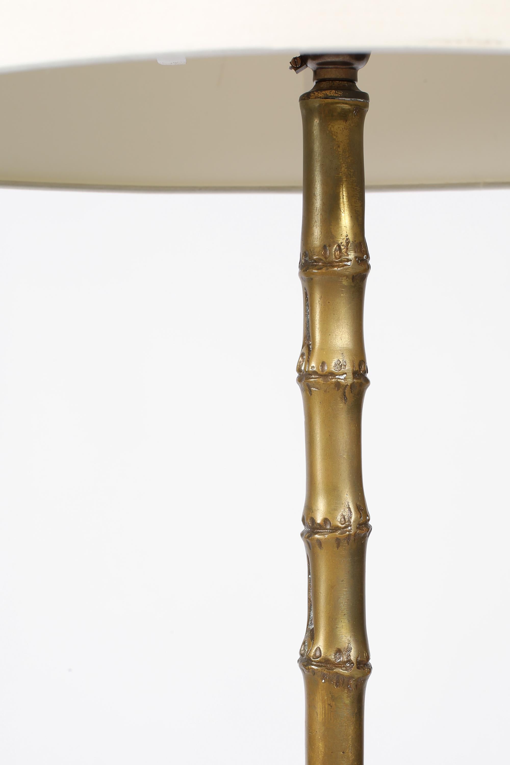 French 1950s Maison Bagues Brass Faux Bamboo Floor Lamp 1
