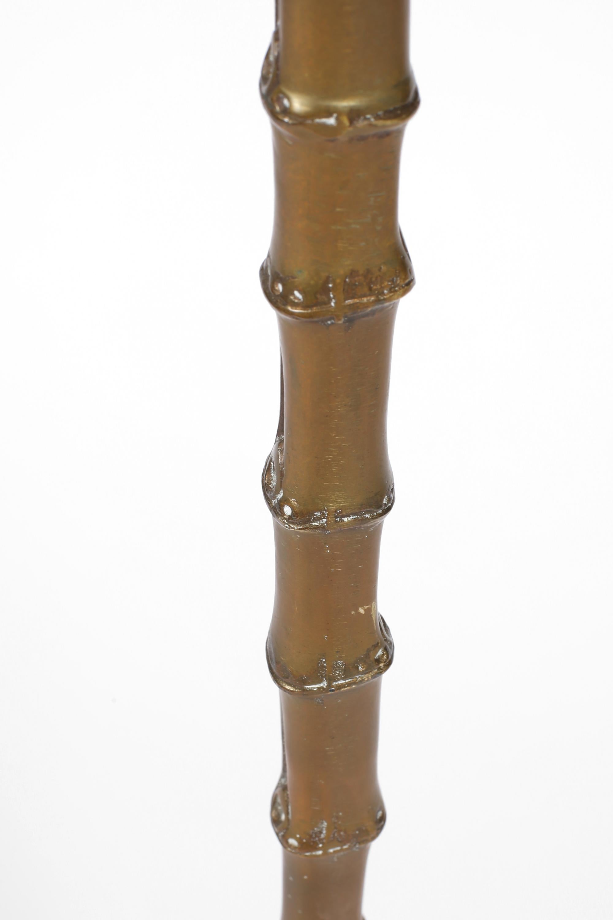 French 1950s Maison Bagues Brass Faux Bamboo Floor Lamp 3