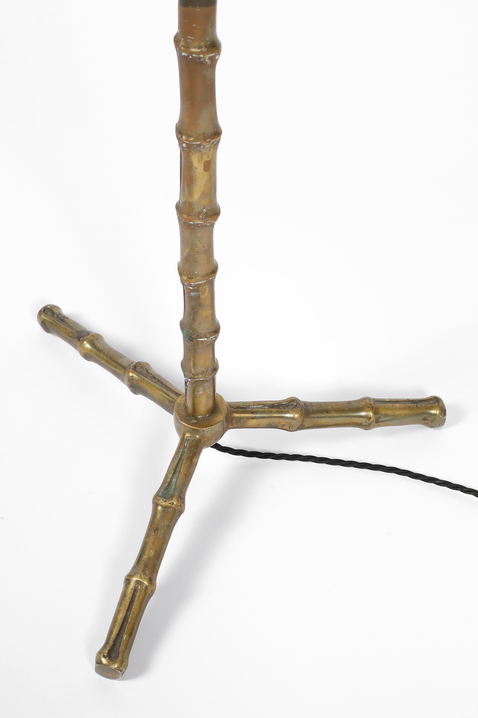 French 1950s Maison Bagues Brass Faux Bamboo Floor Lamp 4