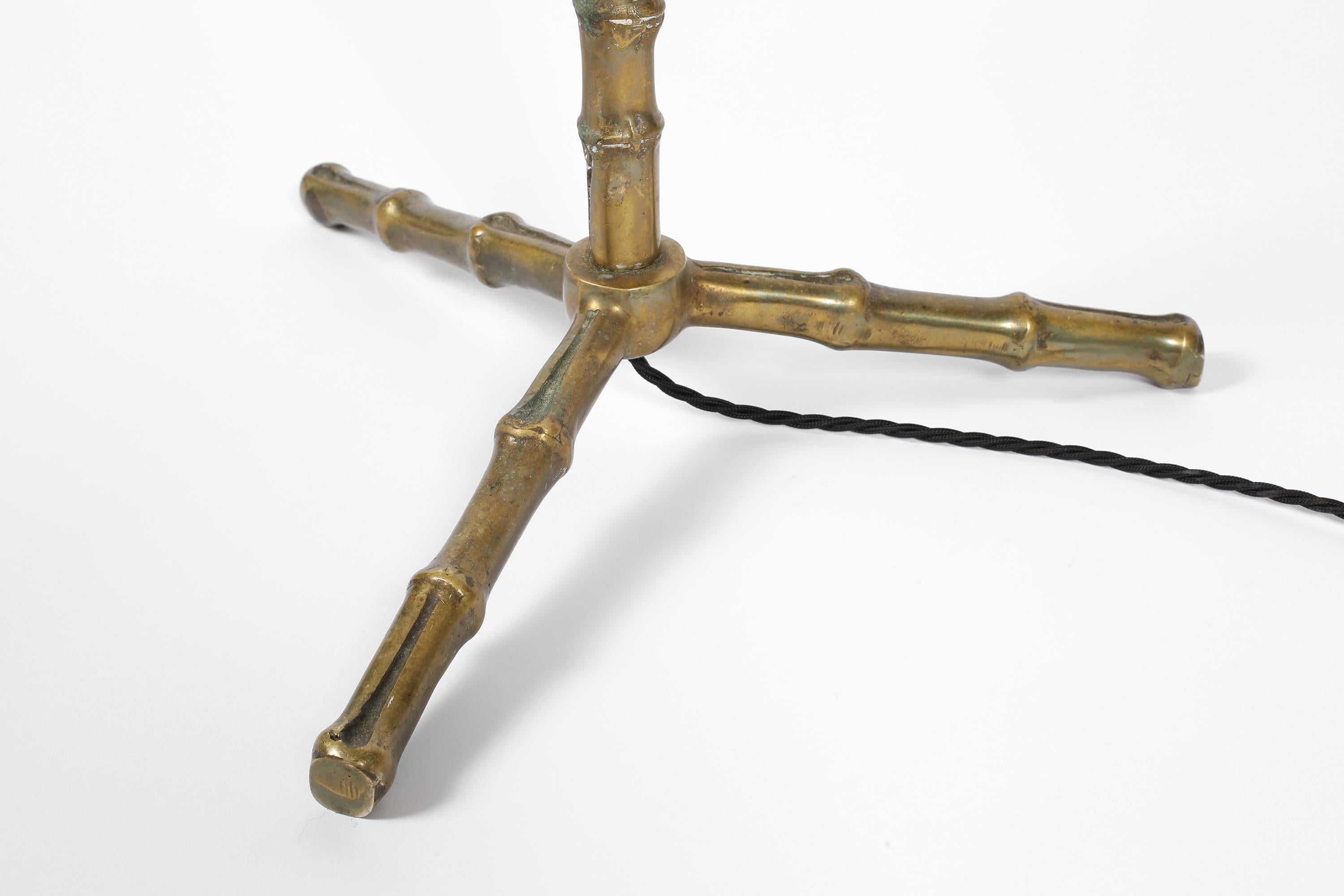 French 1950s Maison Bagues Brass Faux Bamboo Floor Lamp 5