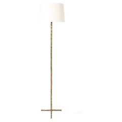 French 1950s Maison Bagues Brass Faux Bamboo Floor Lamp