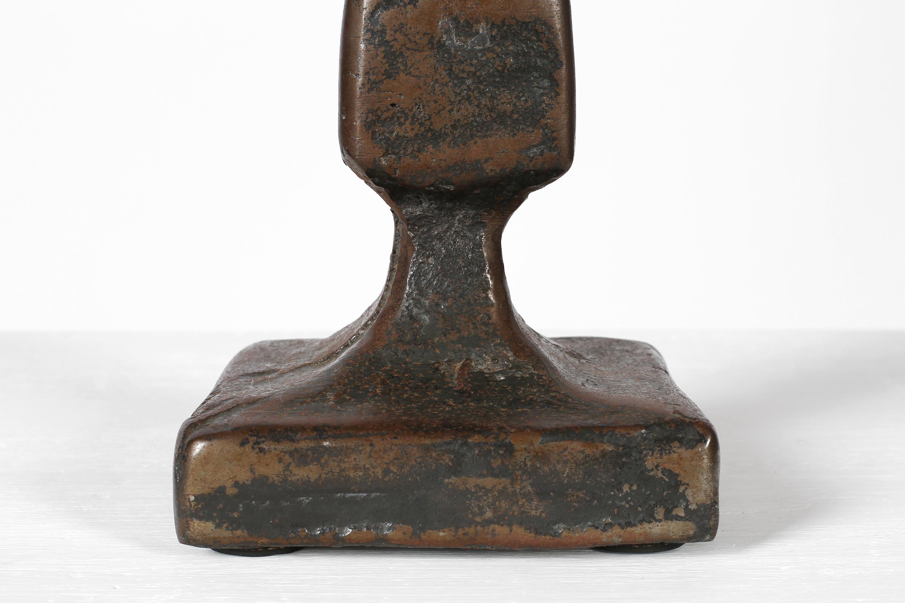 French 1950s Mid Century Cast Iron Brutalist Table Lamp 2