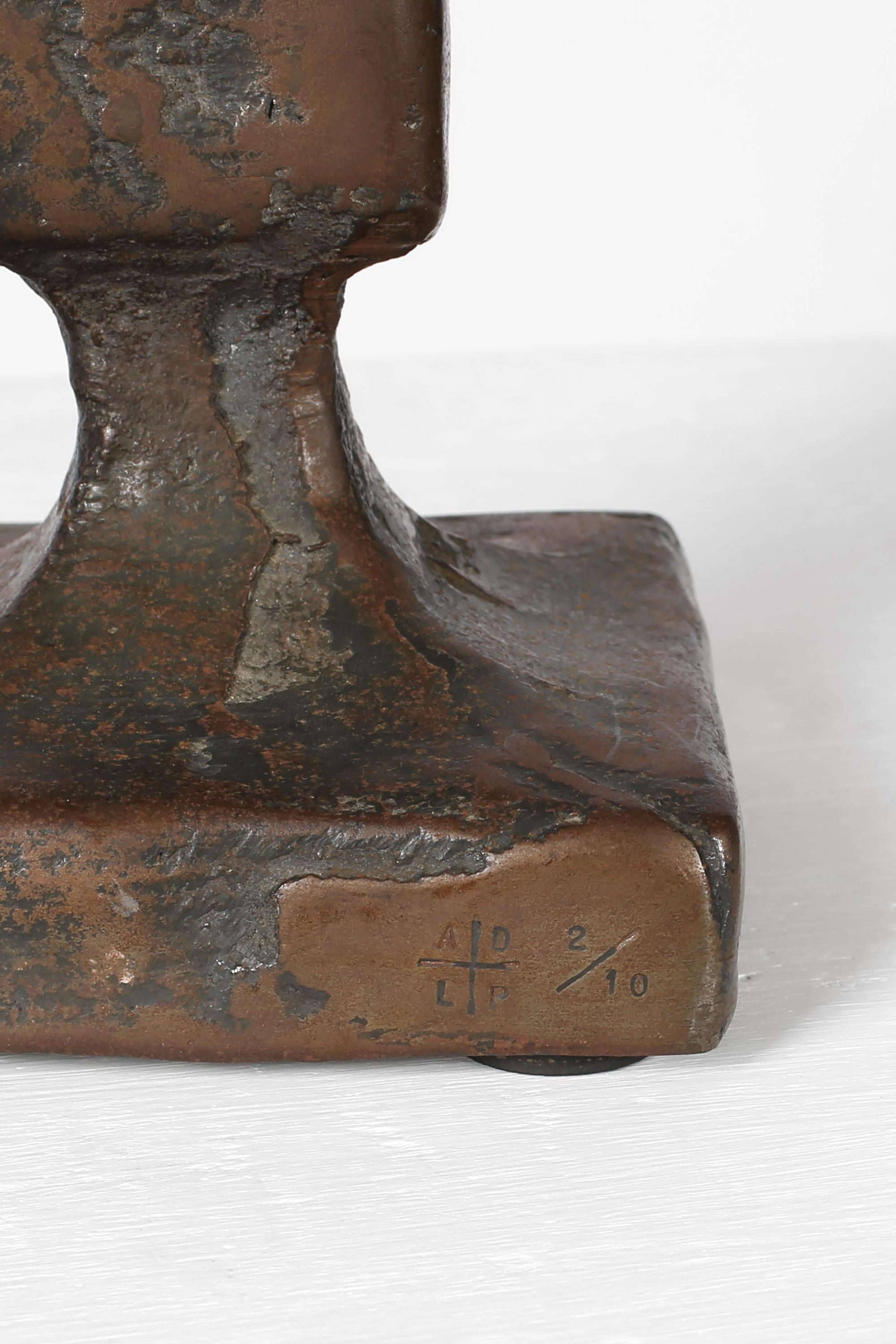 French 1950s Mid Century Cast Iron Brutalist Table Lamp 3