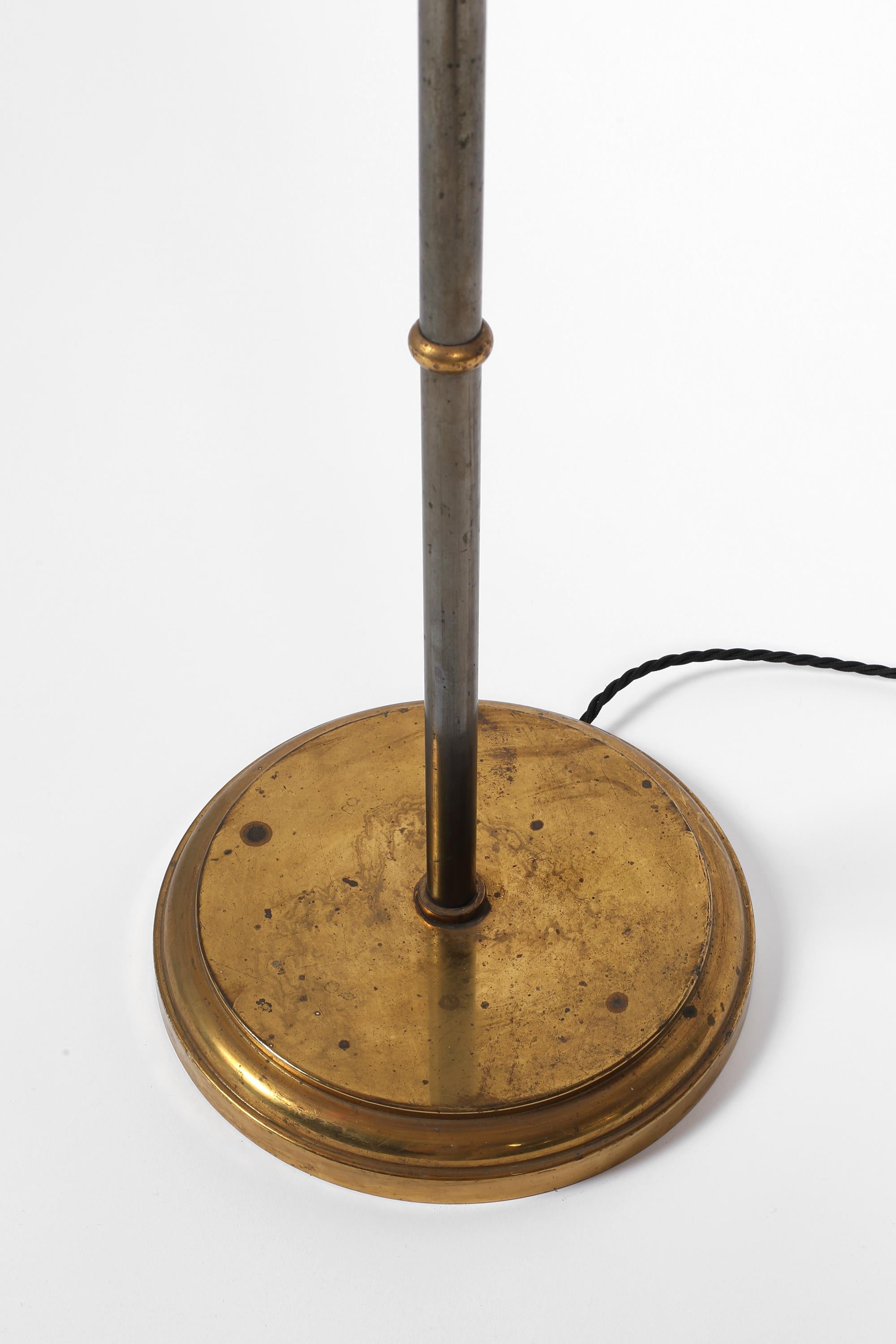 French 1950s Mid Century Gunmetal & Brass Faux Bamboo Floor Lamp For Sale 3