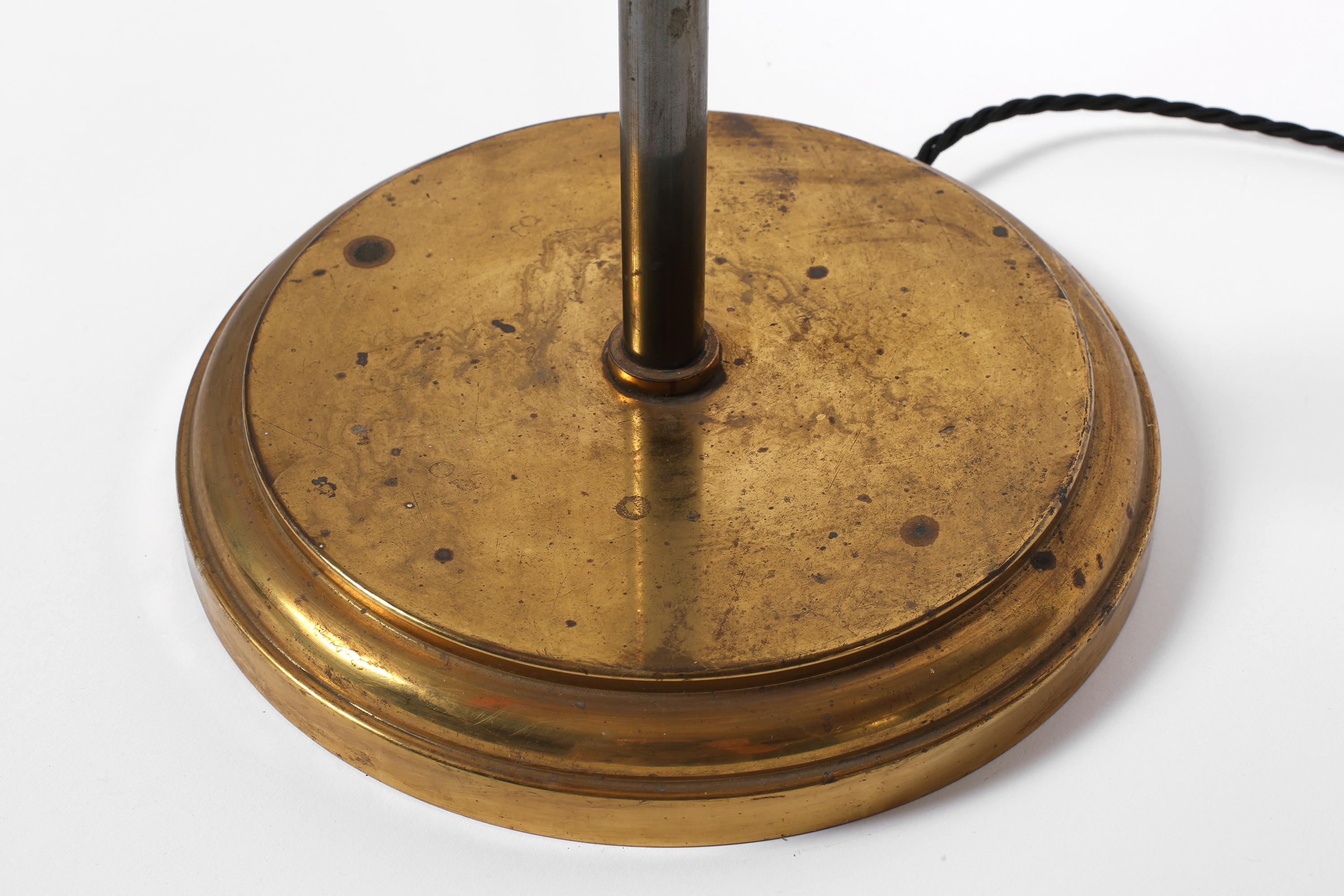 French 1950s Mid Century Gunmetal & Brass Faux Bamboo Floor Lamp For Sale 4