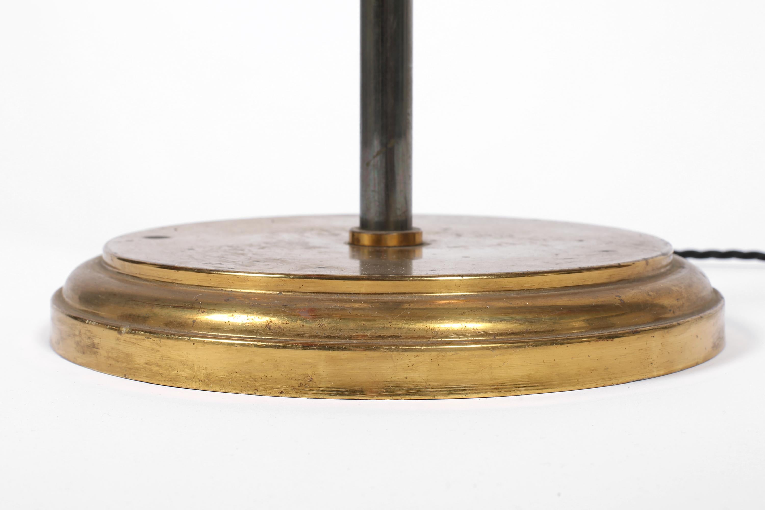French 1950s Mid Century Gunmetal & Brass Faux Bamboo Floor Lamp For Sale 5