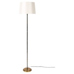 French 1950s Mid Century Gunmetal & Brass Faux Bamboo Floor Lamp