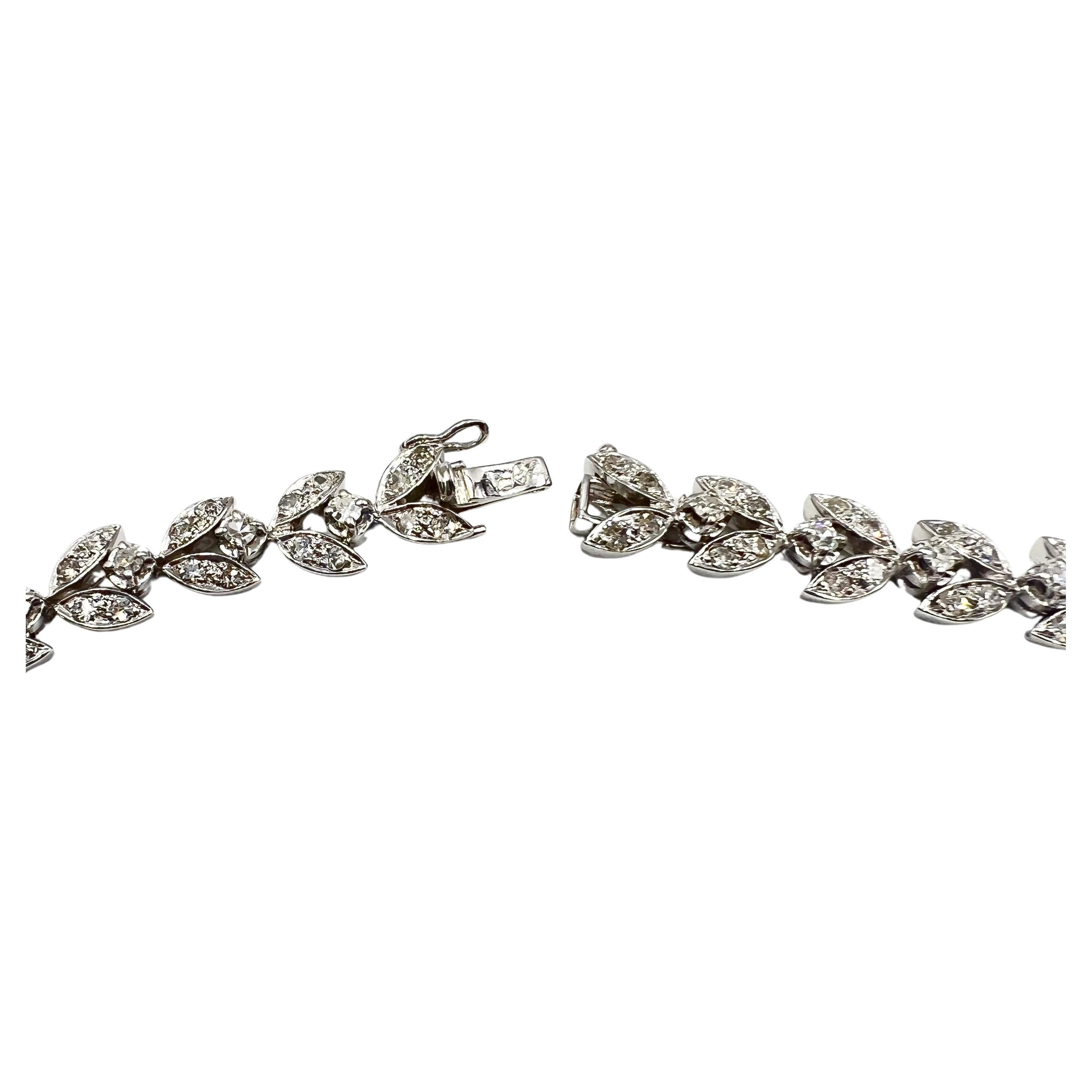 Französisches Halsband mit Diamanten im Mischschliff aus den 1950er Jahren Damen im Angebot