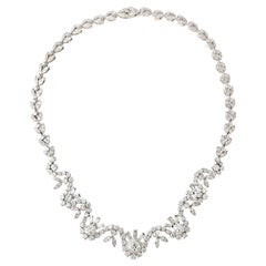 Französisches Halsband mit Diamanten im Mischschliff aus den 1950er Jahren