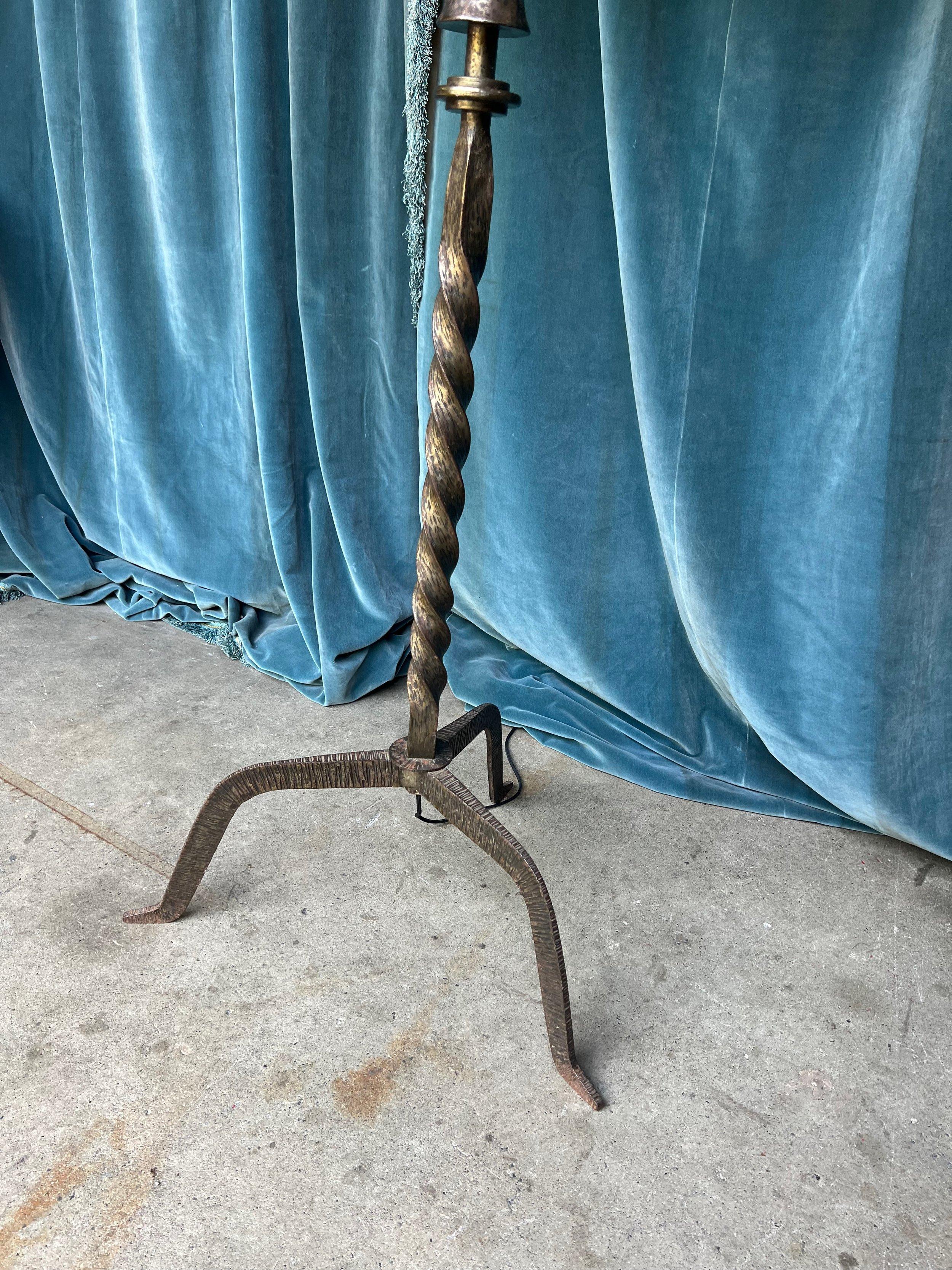 French 1950s Modernist Iron Floor Lamp For Sale 6