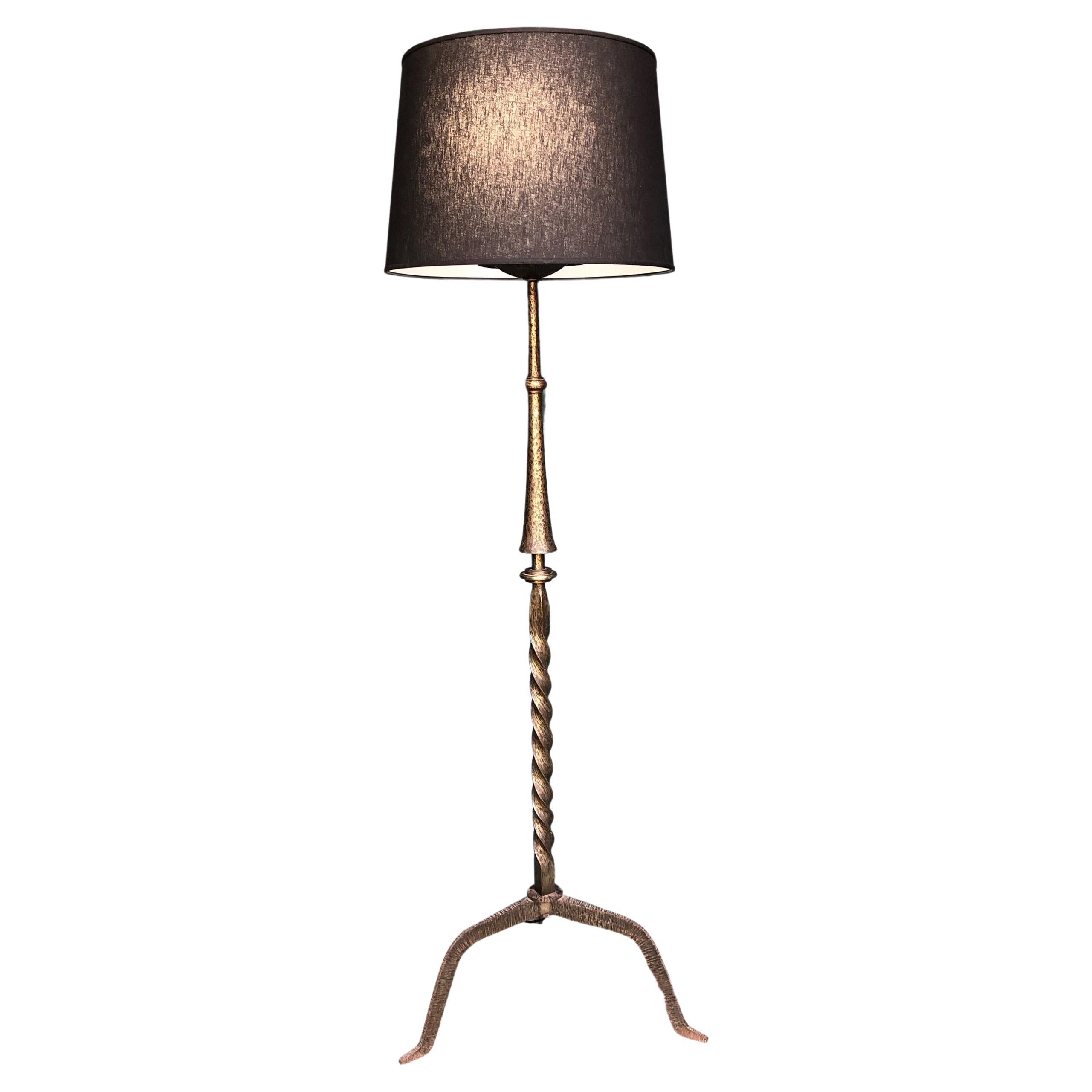 French 1950s Modernist Iron Floor Lamp For Sale
