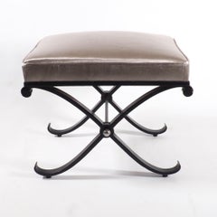 French Art Deco Black Iron X-Stool