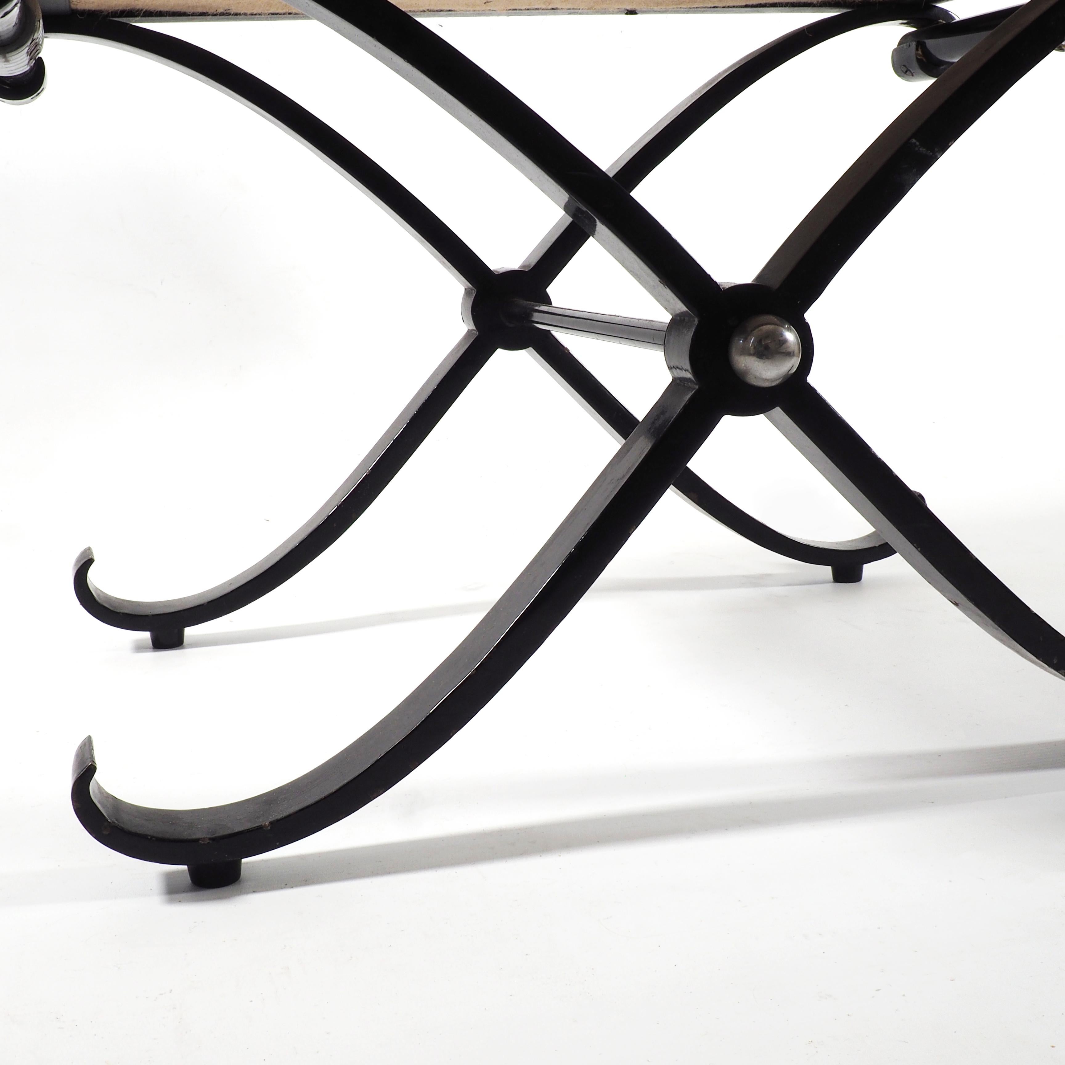 Mid-20th Century French Neo-Classical Black Iron X-Stool