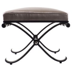 French Neo-Classical Black Iron X-Stool