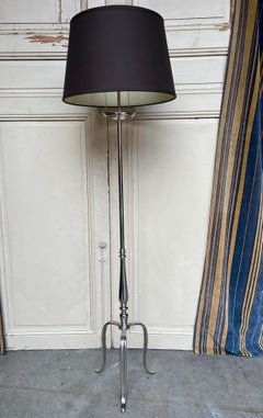 French 1950’s Nickel Plated Floor Lamp on a Tripod Case