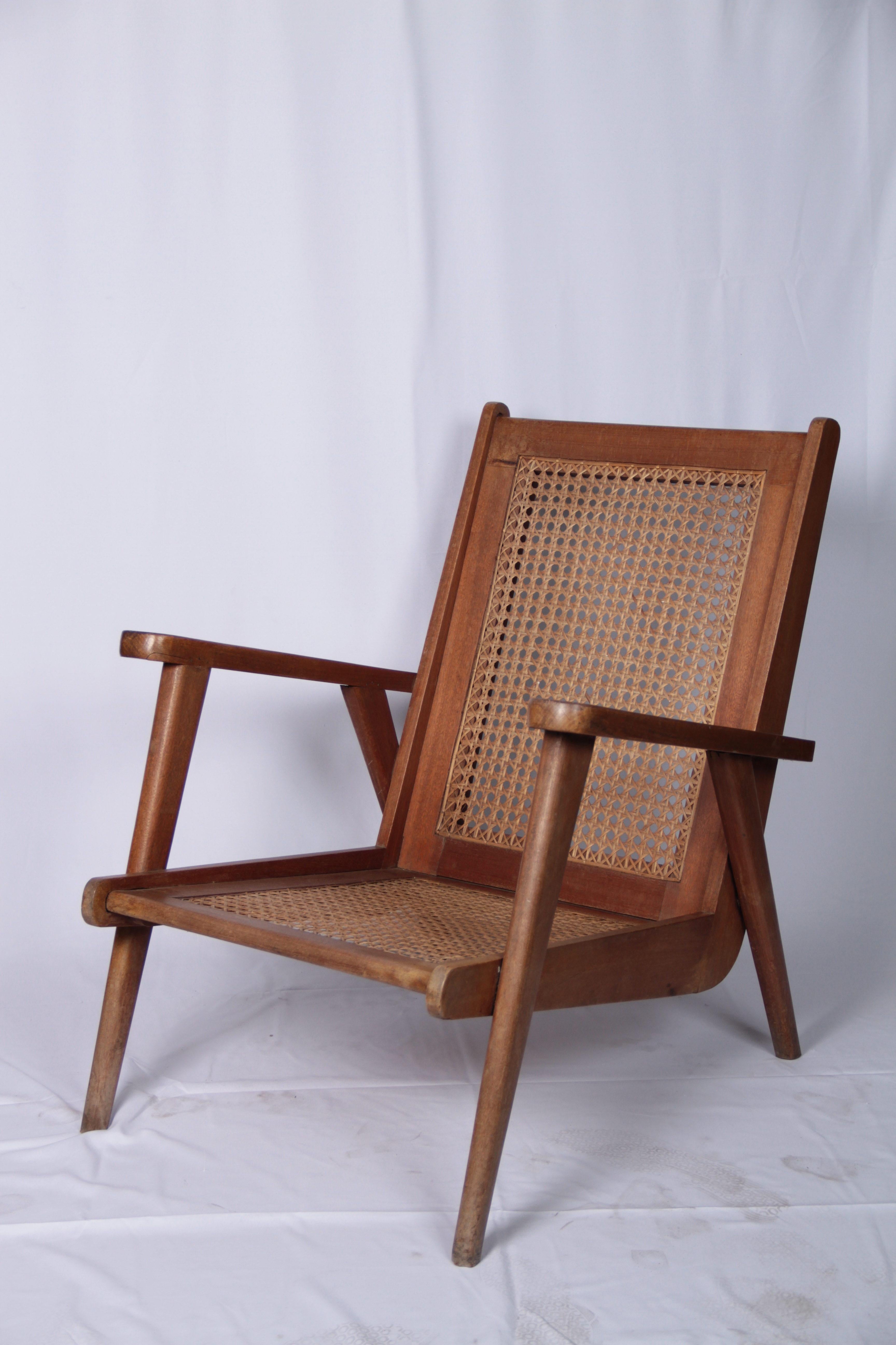 French 1950s Oak Lounge Chair For Sale 2