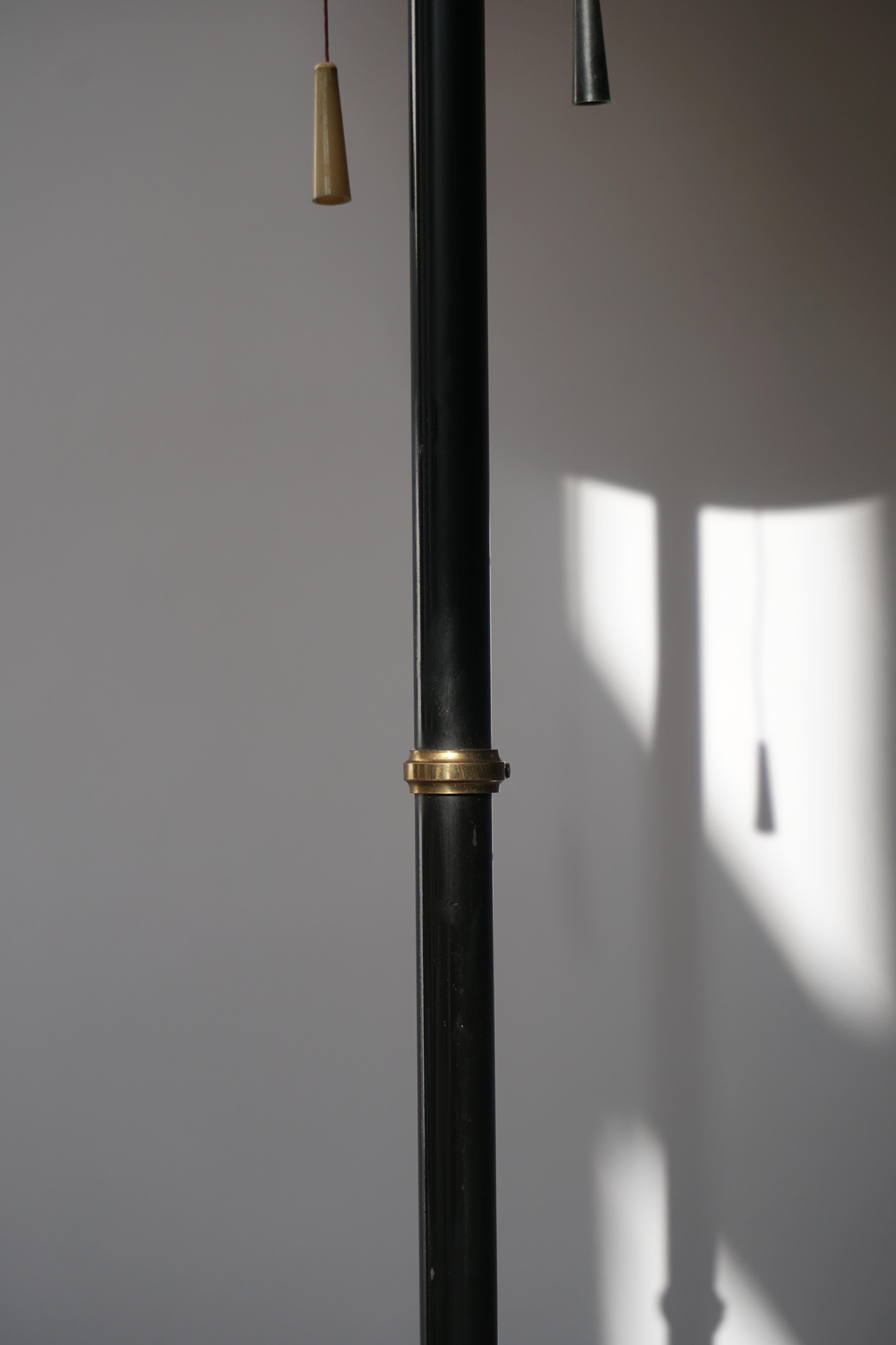 Rare Black Metal and Opaline Floor Lamp by Louis Kalff, The Netherlands 1950s For Sale 13