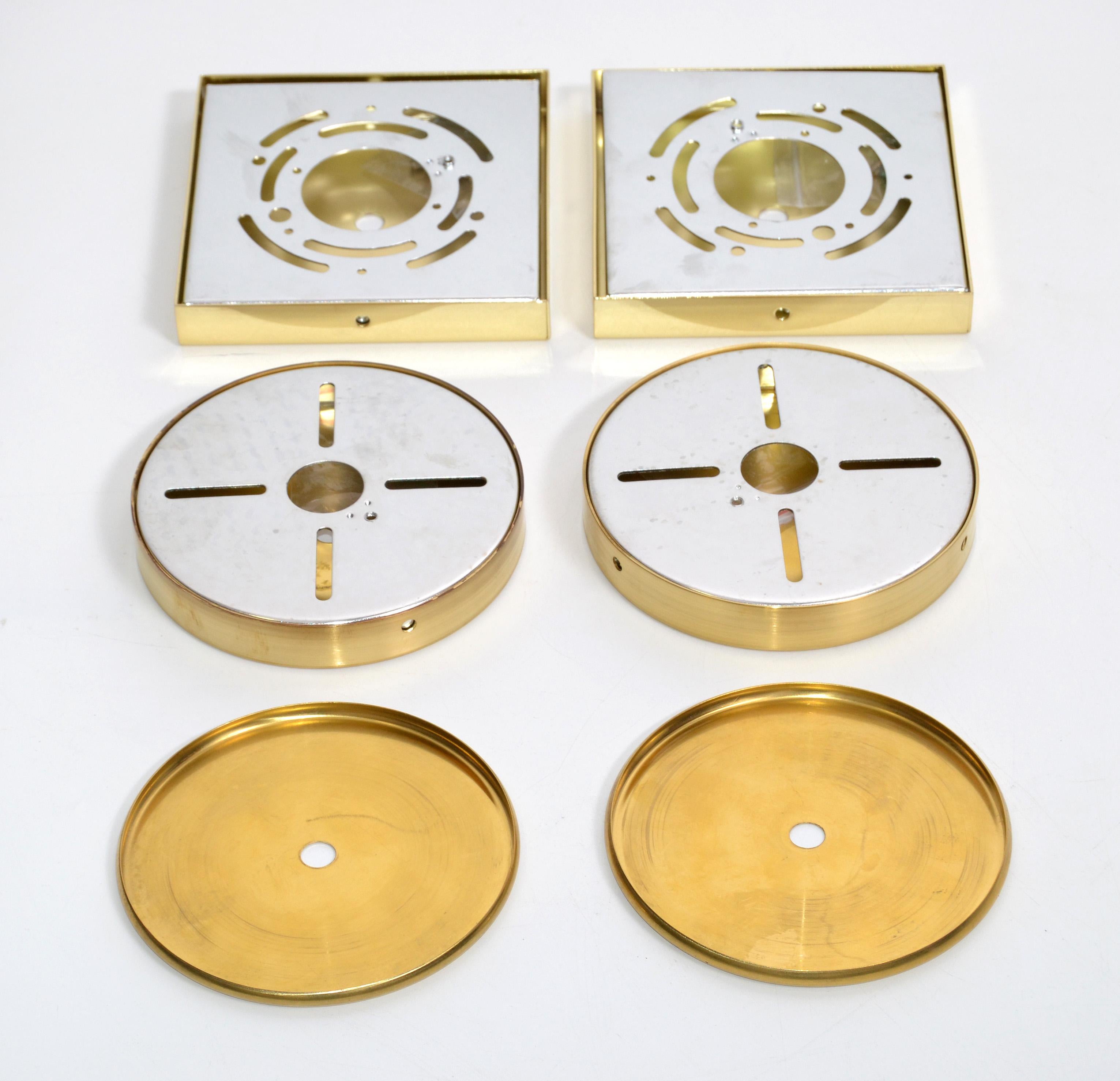 French 1950 Post Art Deco Pair of Brass Sconces, Wall Lights - 3 Pairs Available 1