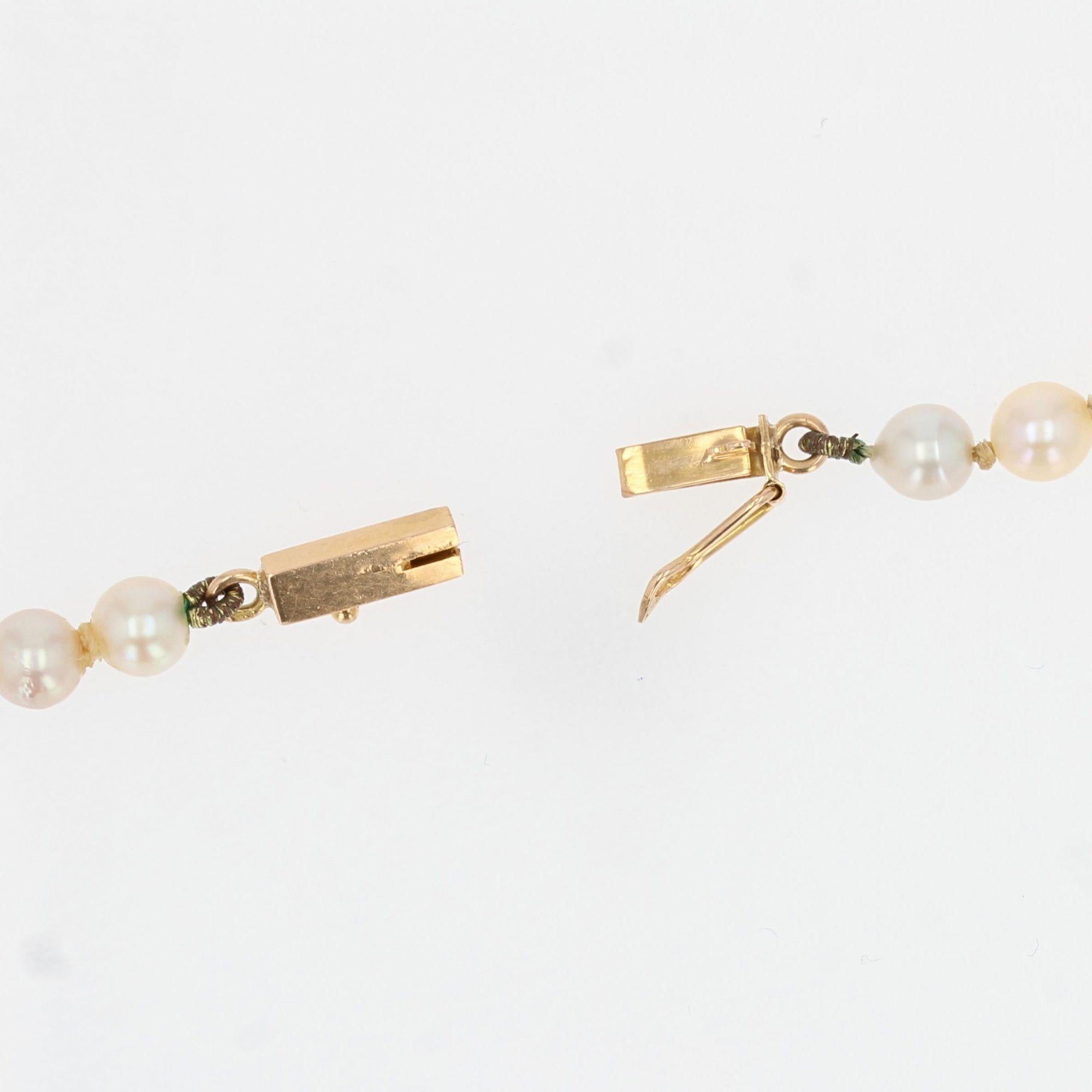 Französische 1950er Jahre Perle Creme Zuchtperle fallende Halskette im Angebot 3