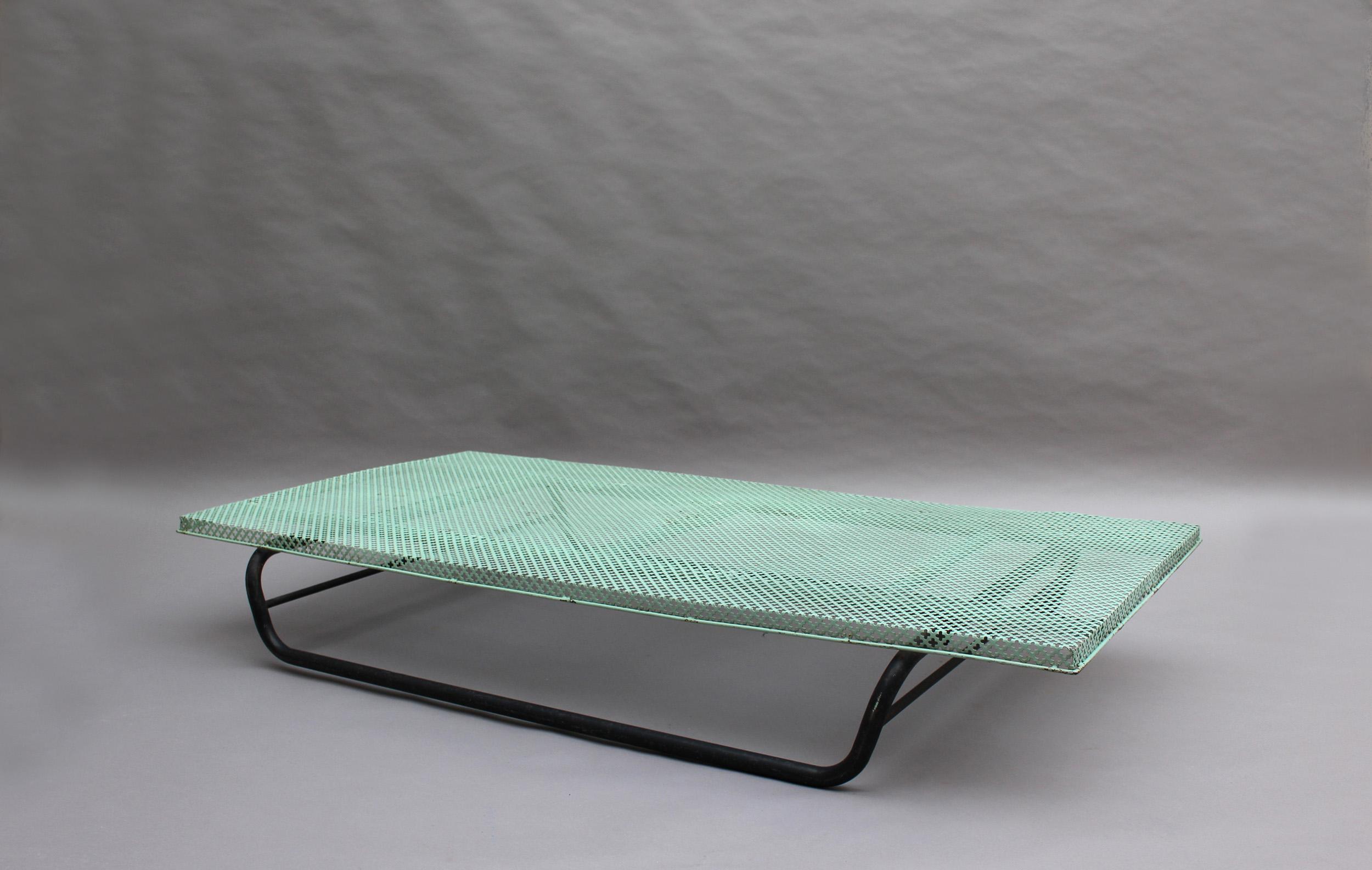 Mid-Century Modern French 1950s Perforated Metal Coffee Table in the Style of Mathieu Matégot