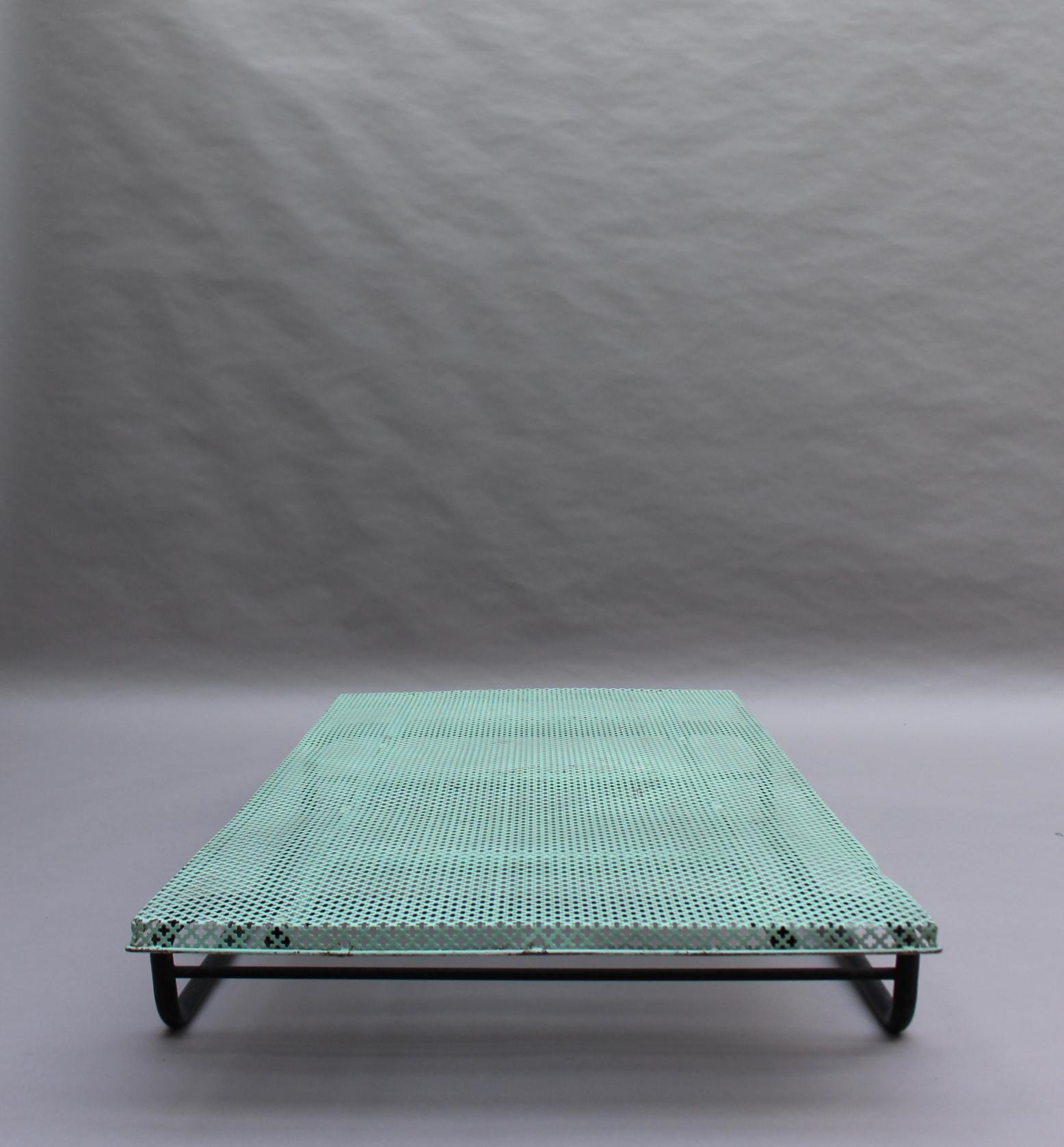 French 1950s Perforated Metal Coffee Table in the Style of Mathieu Matégot 1