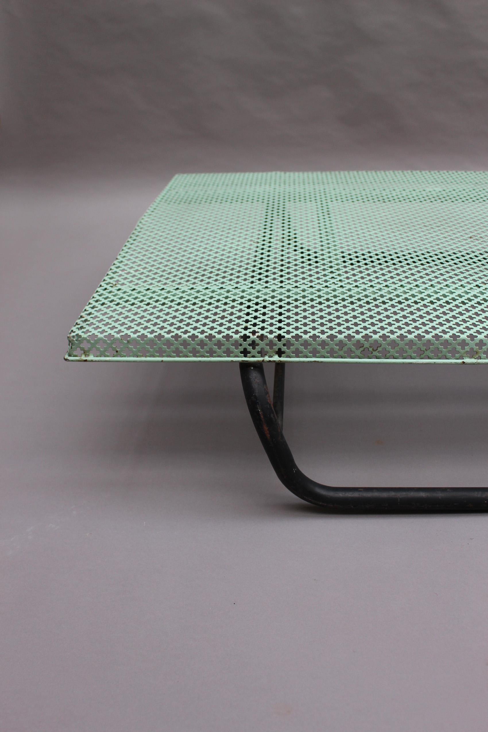 French 1950s Perforated Metal Coffee Table in the Style of Mathieu Matégot 2