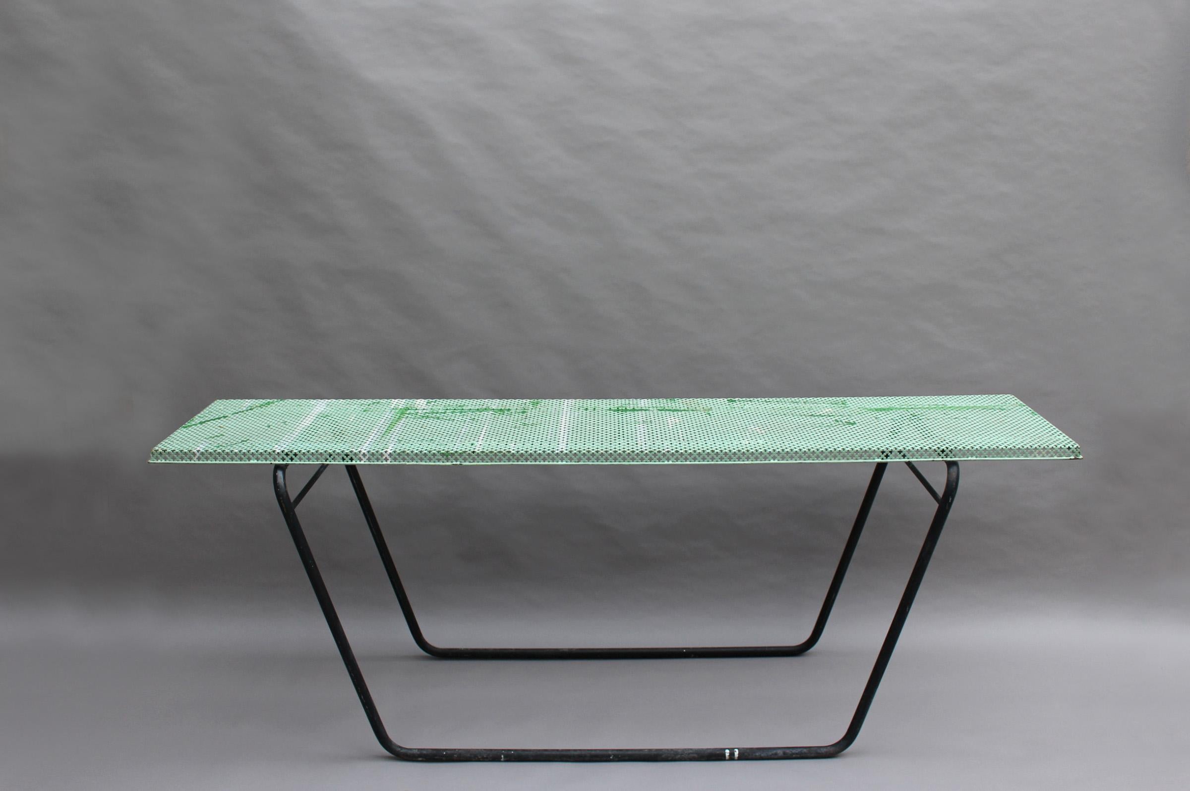 French 1950s Perforated Metal Coffee Table in the Style of Mathieu Matégot 4