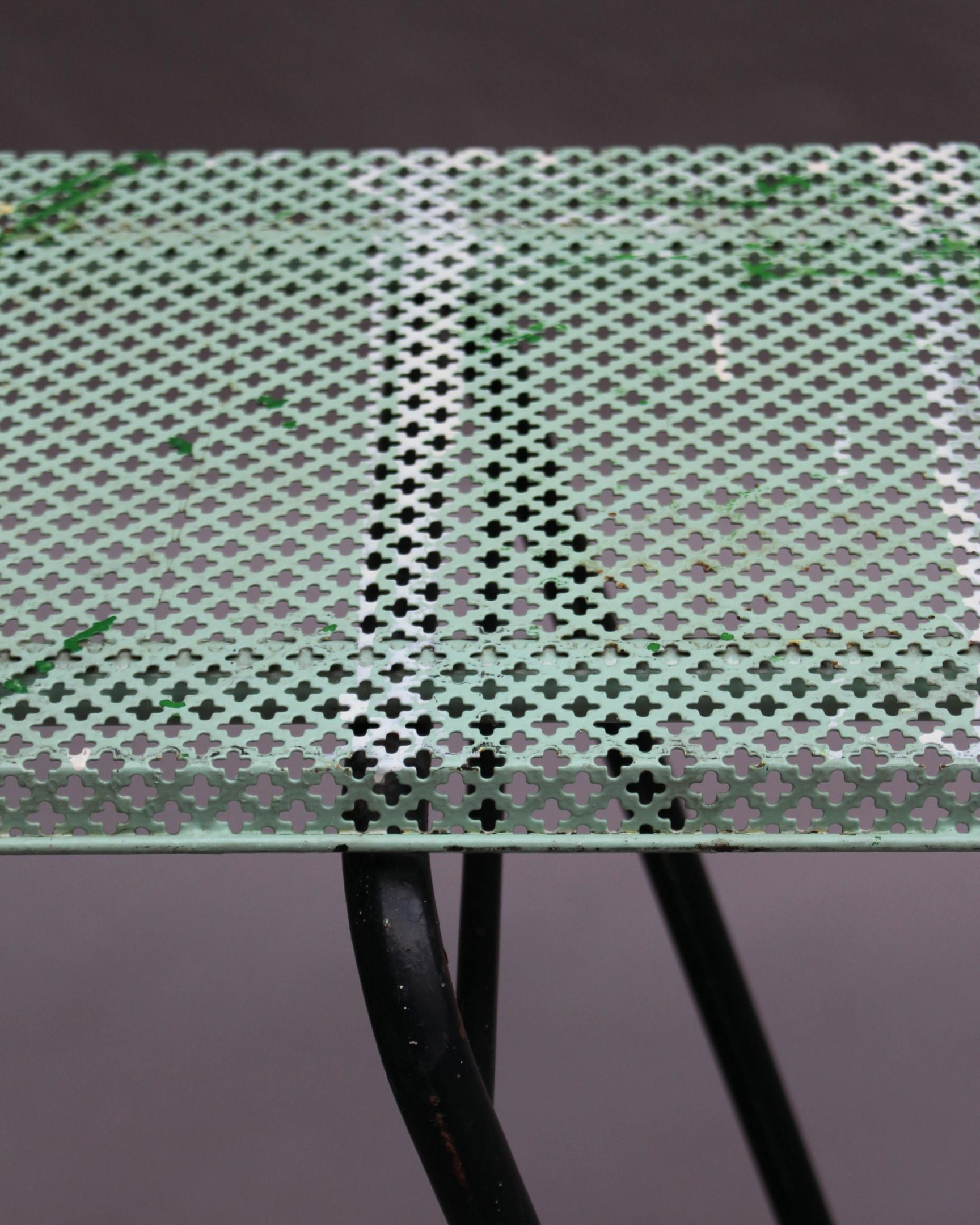 French 1950s Perforated Metal Console in the Style of Mathieu Matégot For Sale 8
