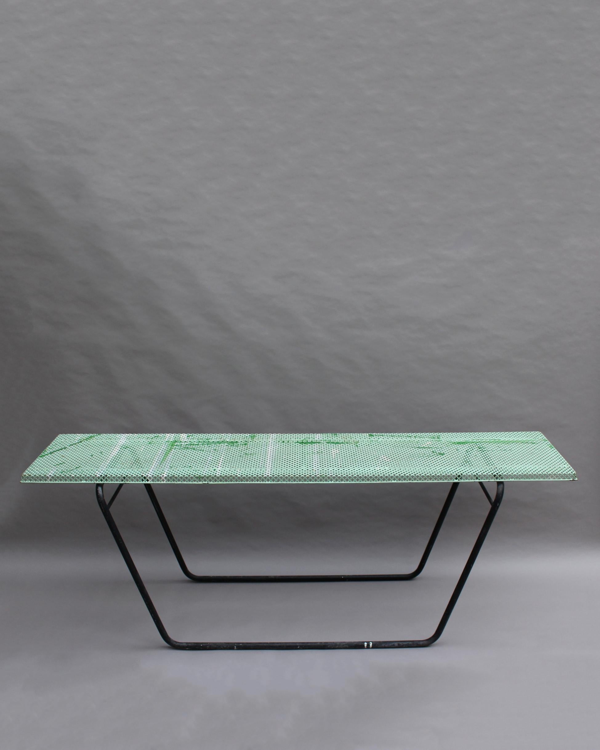 Mid-Century Modern French 1950s Perforated Metal Console in the Style of Mathieu Matégot For Sale