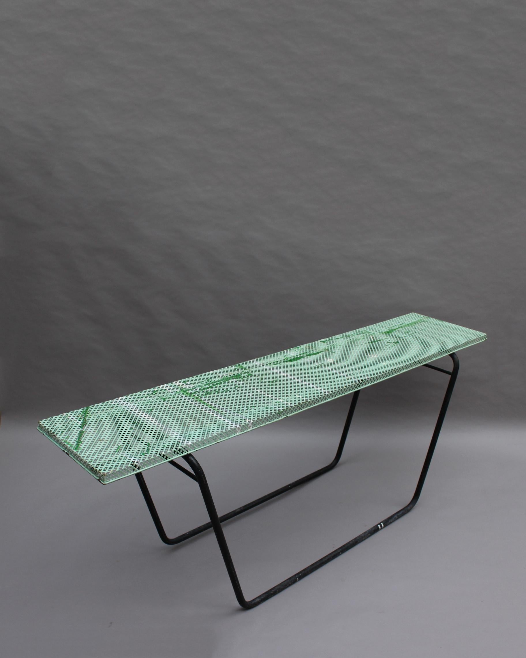 Enameled French 1950s Perforated Metal Console in the Style of Mathieu Matégot For Sale