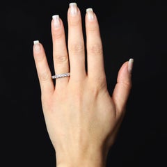 French 1950s Platinum Diamonds Retro Wedding Ring