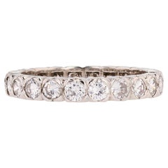 French 1950s Platinum Diamonds Retro Wedding Ring