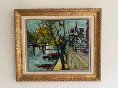 Peinture post-impressionniste française des années 1950 représentant Notre Dame