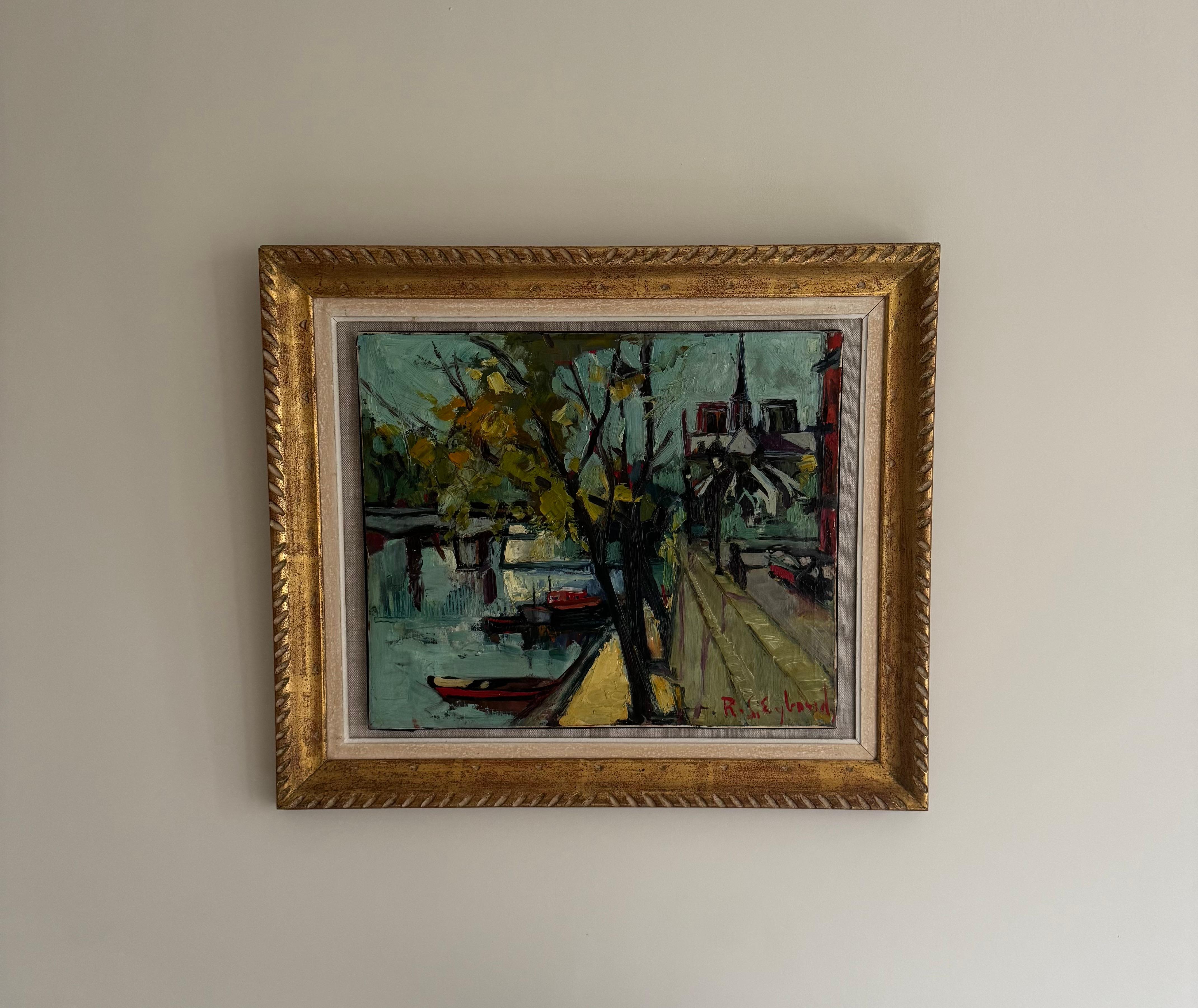 Mid-Century Modern Peinture post-impressionniste française des années 1950 représentant Notre Dame en vente