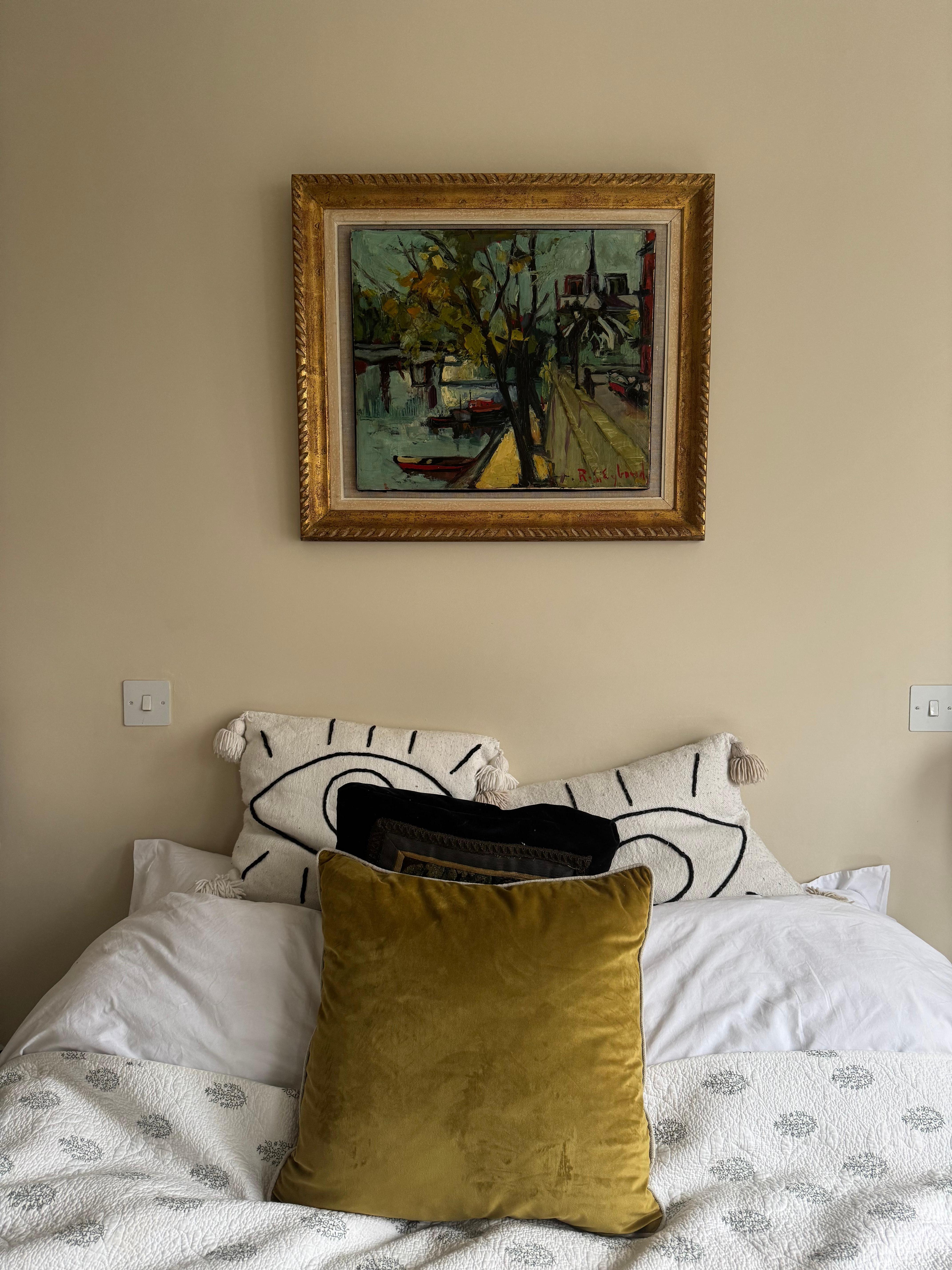 Français Peinture post-impressionniste française des années 1950 représentant Notre Dame en vente