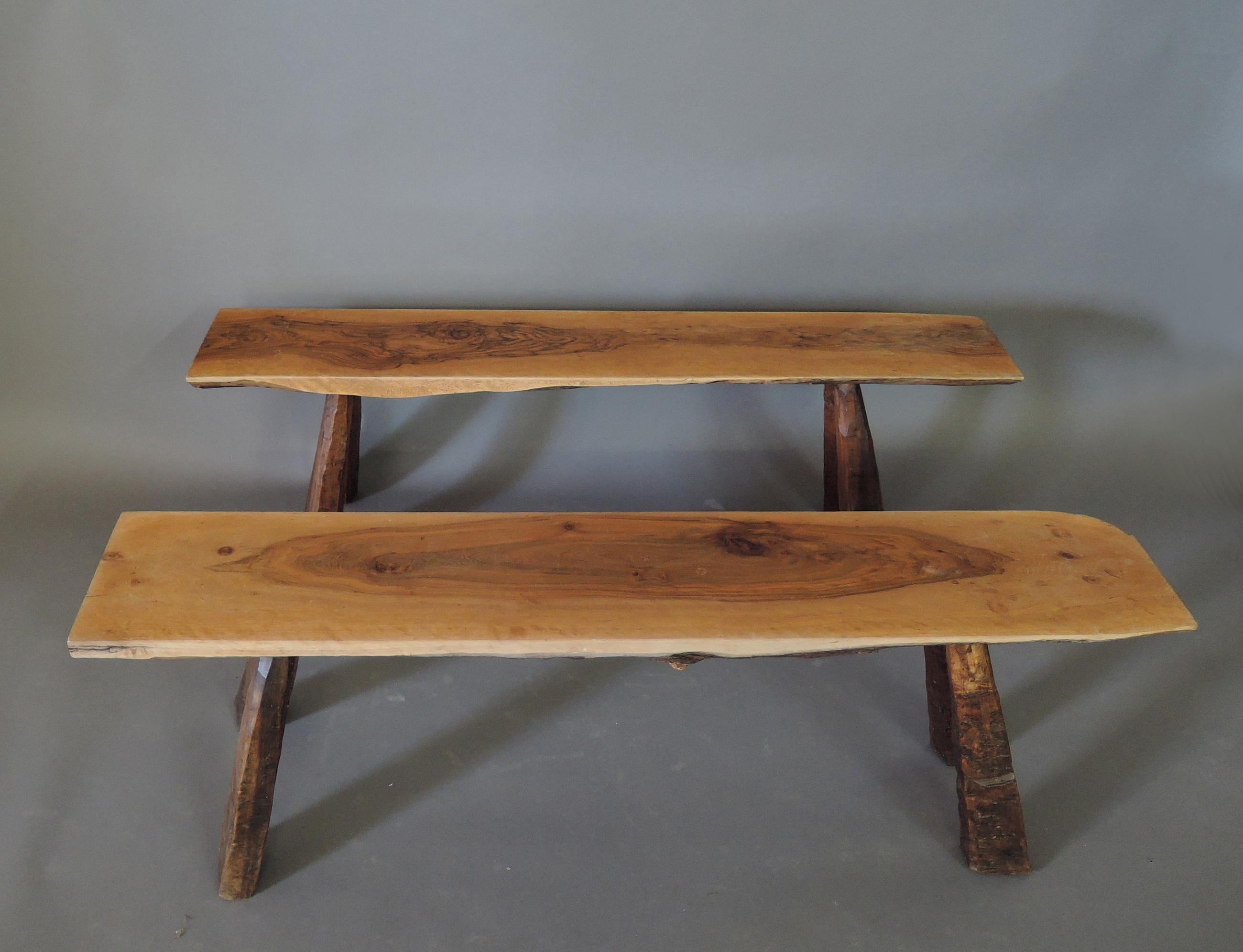 French 1950s Rectangular Solid Walnut Table For Sale 5