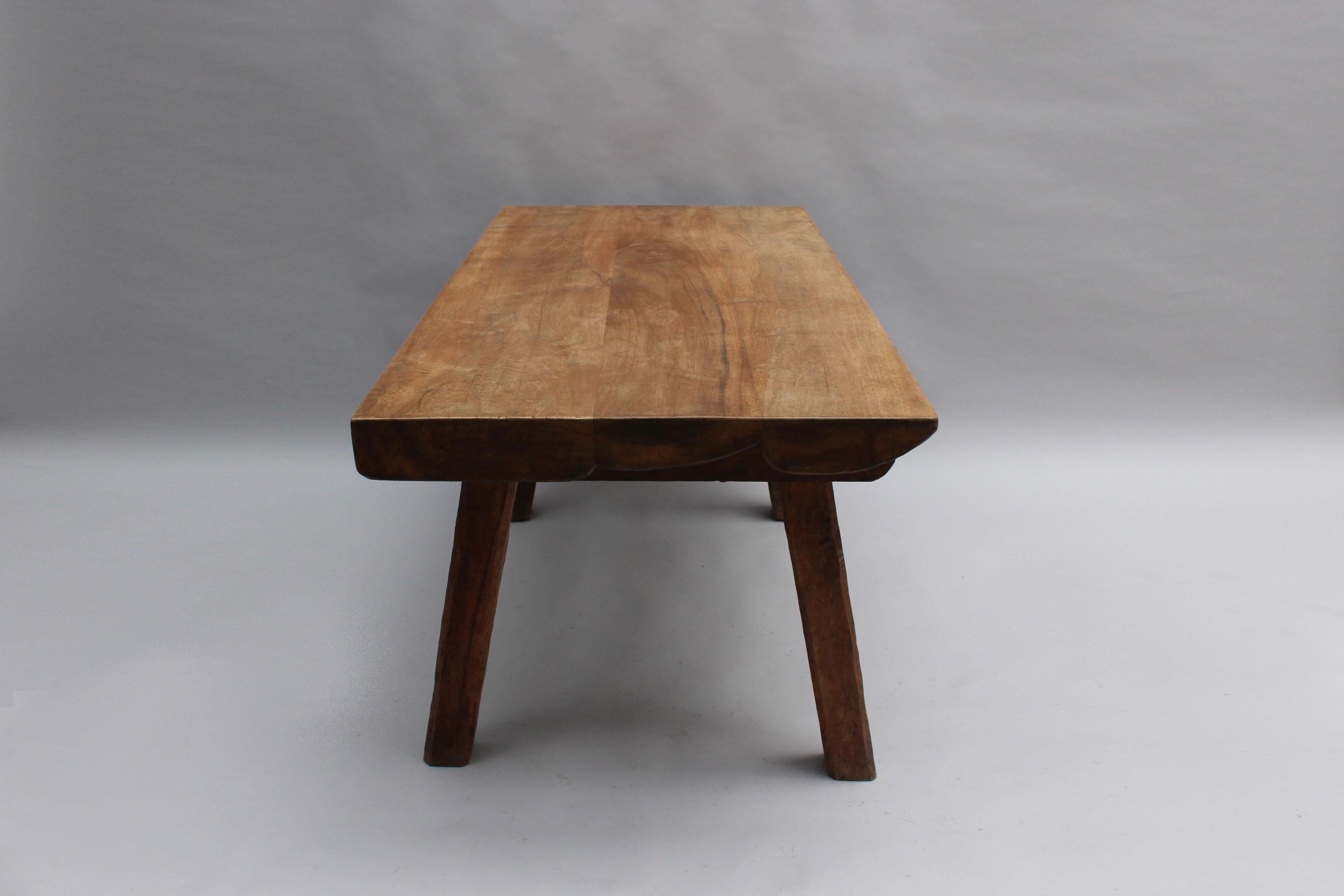 Mid-20th Century French 1950s Rectangular Solid Walnut Table For Sale
