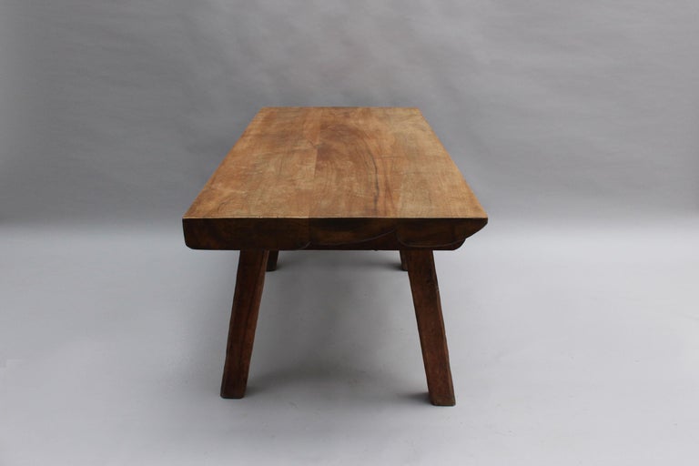 French 1950s Rectangular Solid Walnut Table For Sale at 1stDibs
