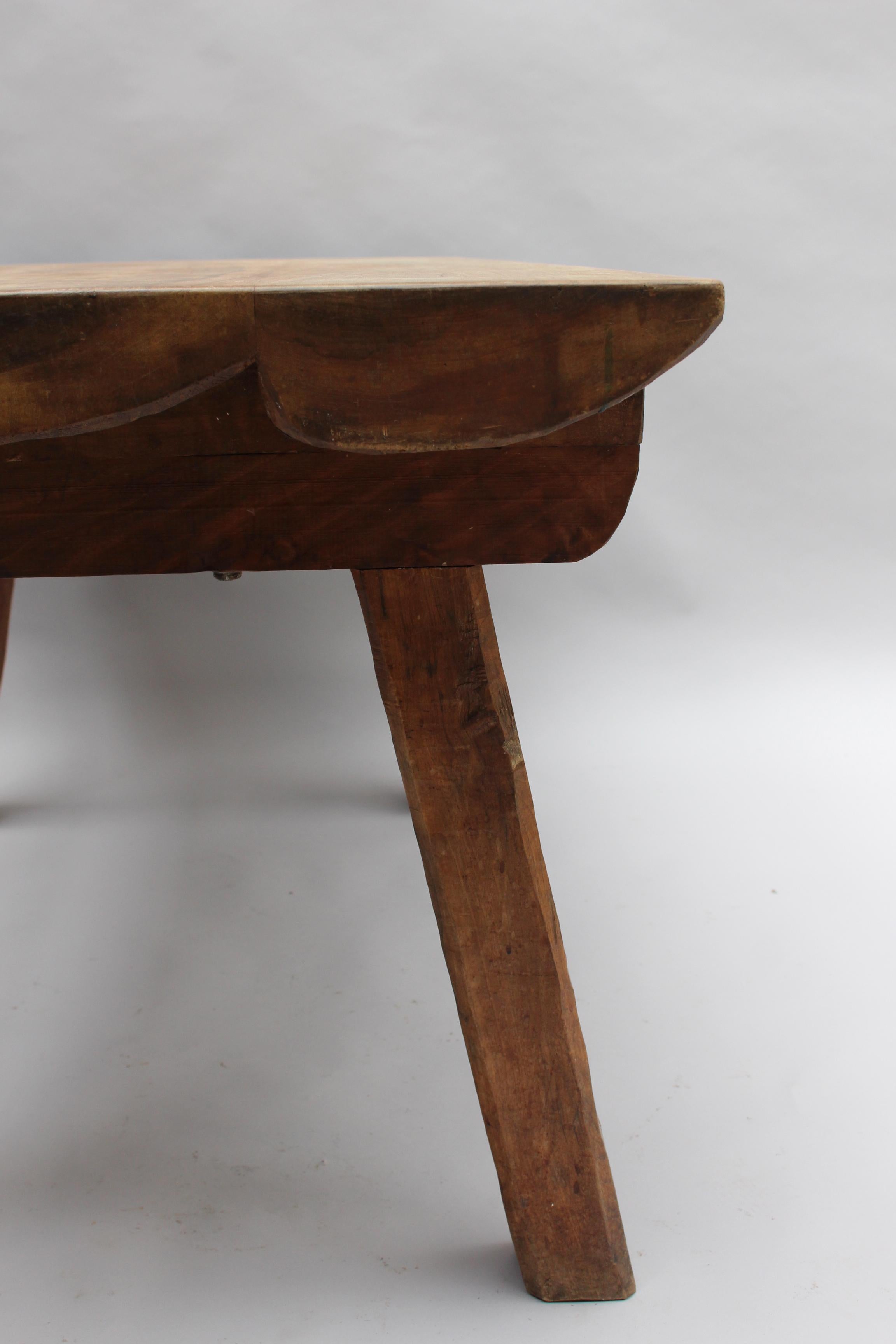 French 1950s Rectangular Solid Walnut Table For Sale 4