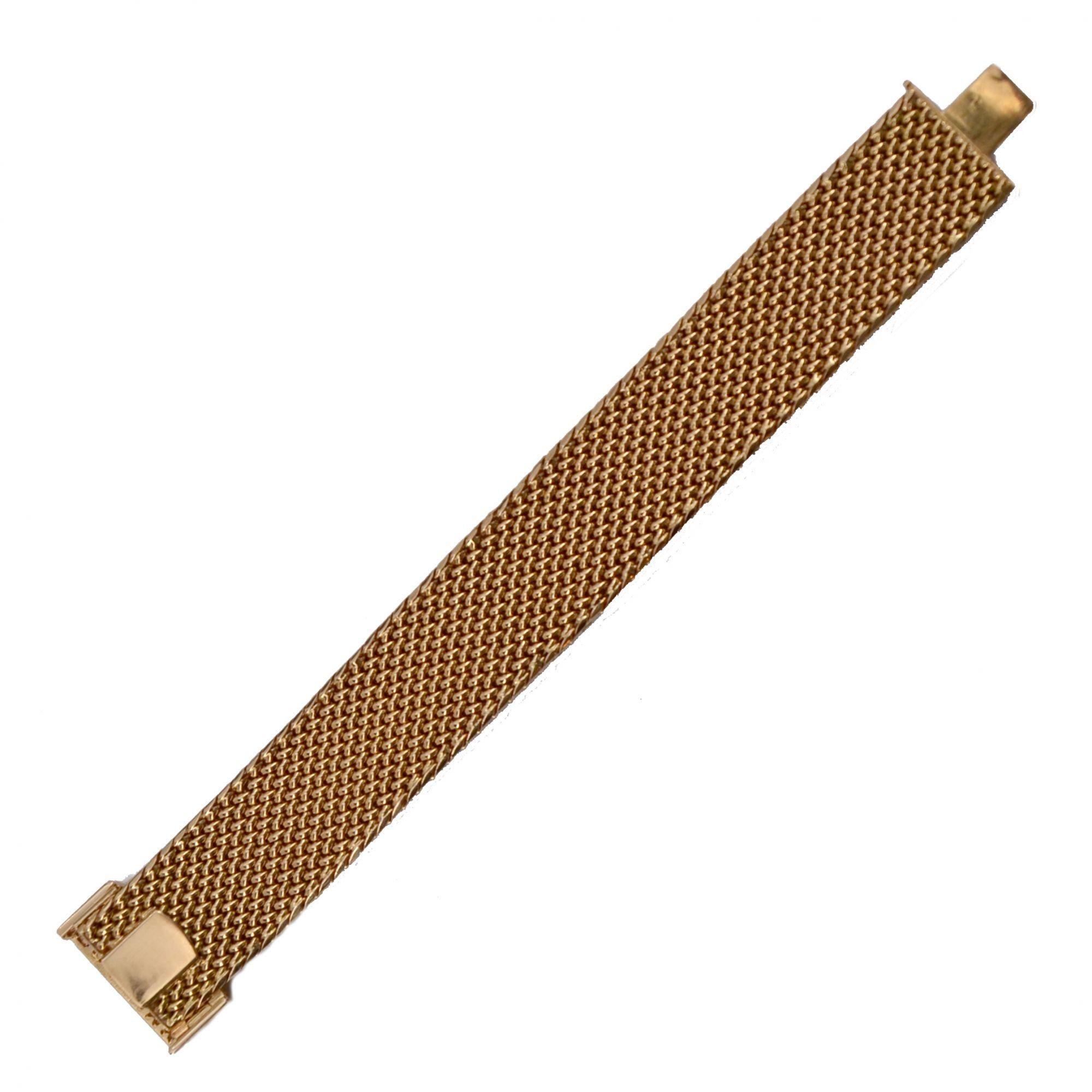French 1950s Retro 18 Karat Yellow Gold Bracelet 6