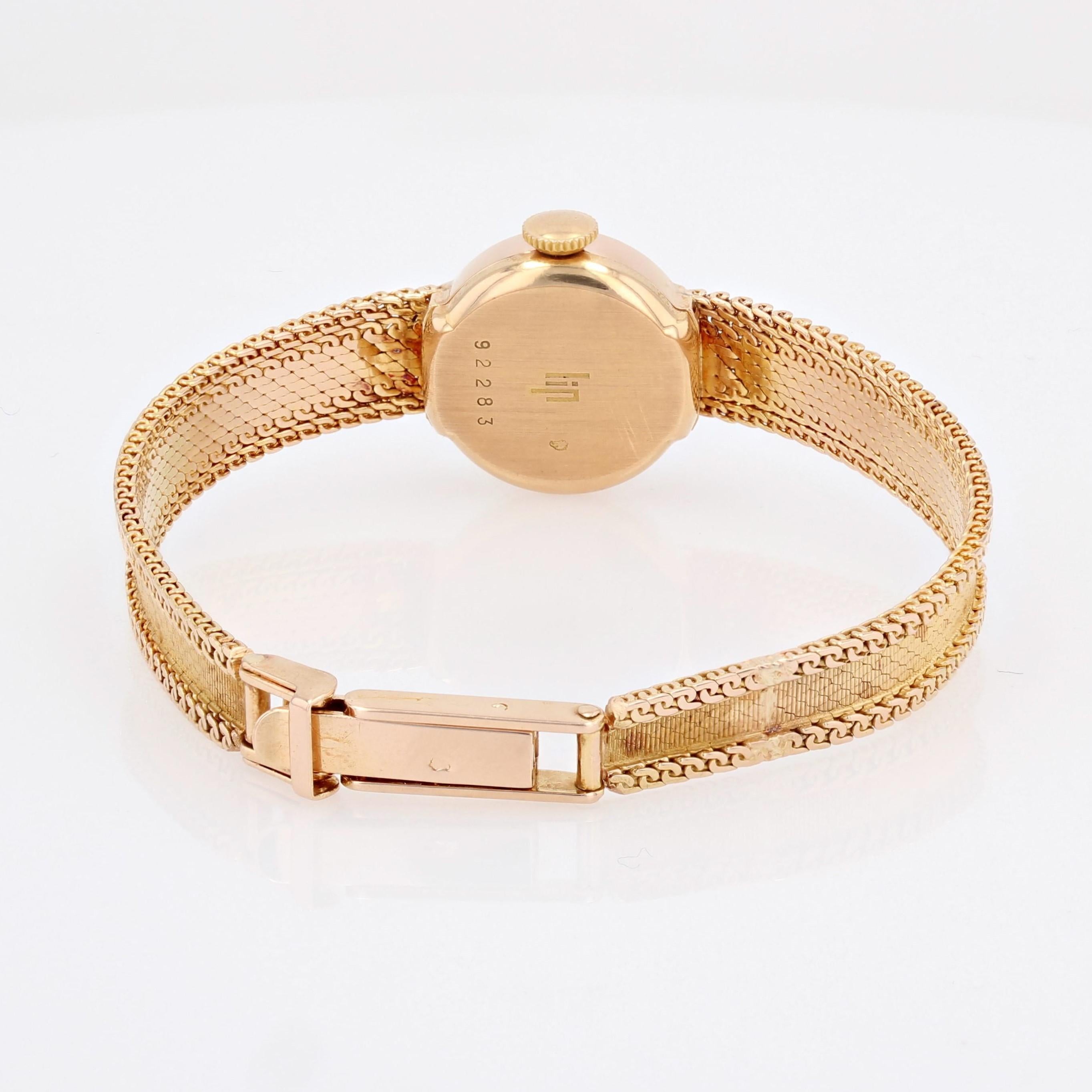 Französische Retro 18 Karat Gelbgold Damen-Dauphine-Uhr mit Lippenstift, 1950er Jahre 7