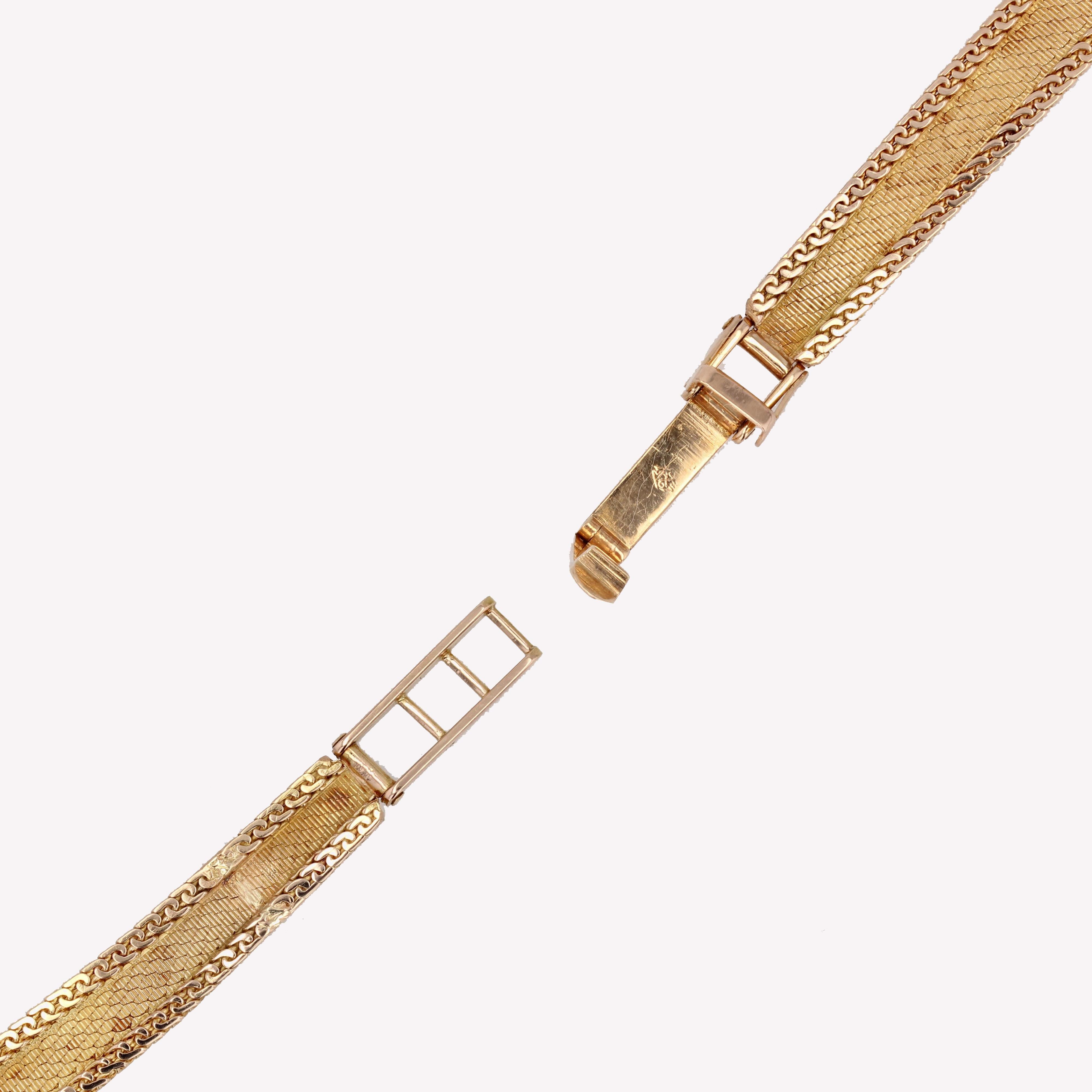 Französische Retro 18 Karat Gelbgold Damen-Dauphine-Uhr mit Lippenstift, 1950er Jahre 6