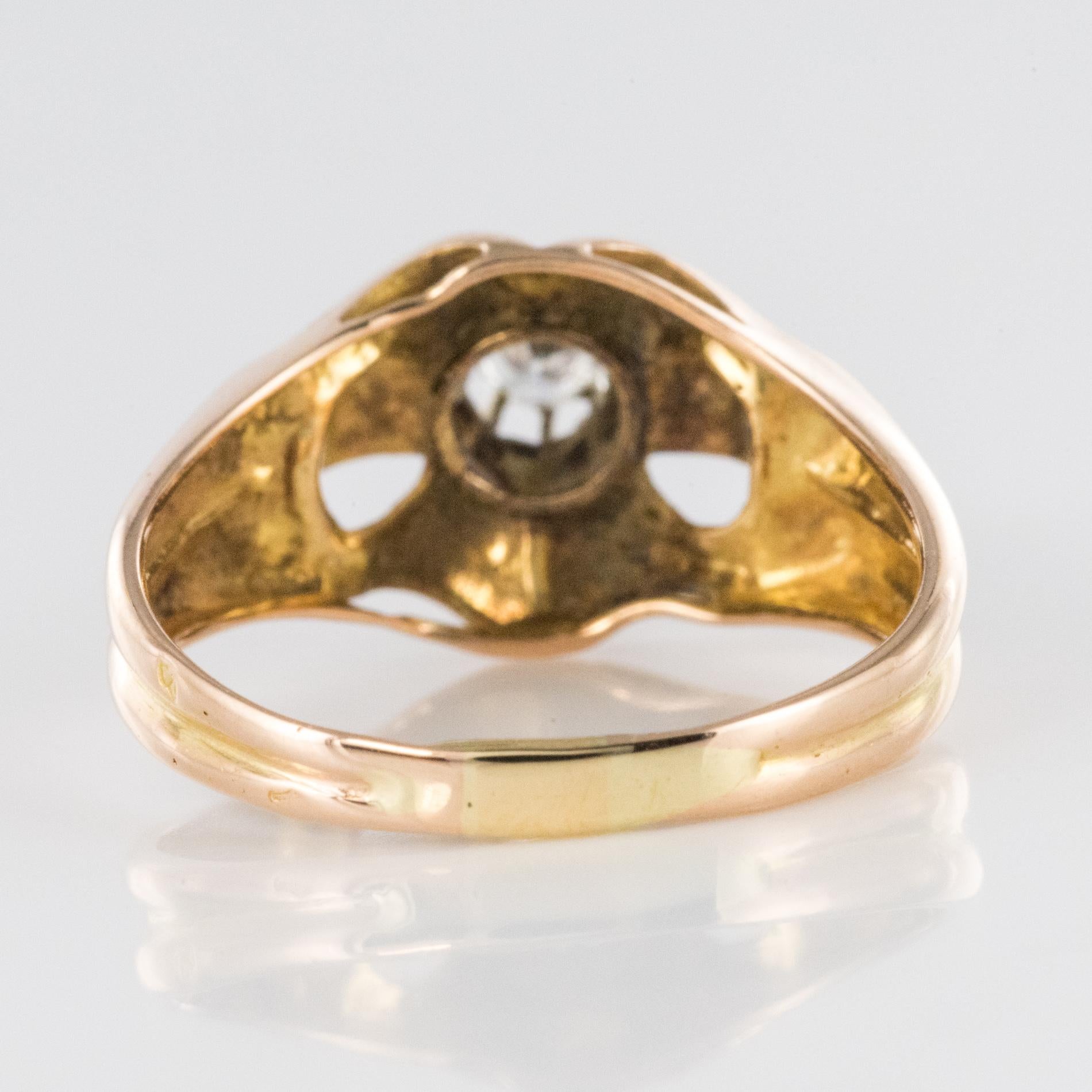 French 1950s Retro Diamond 18 Karat Yellow Gold Ring For Sale 7