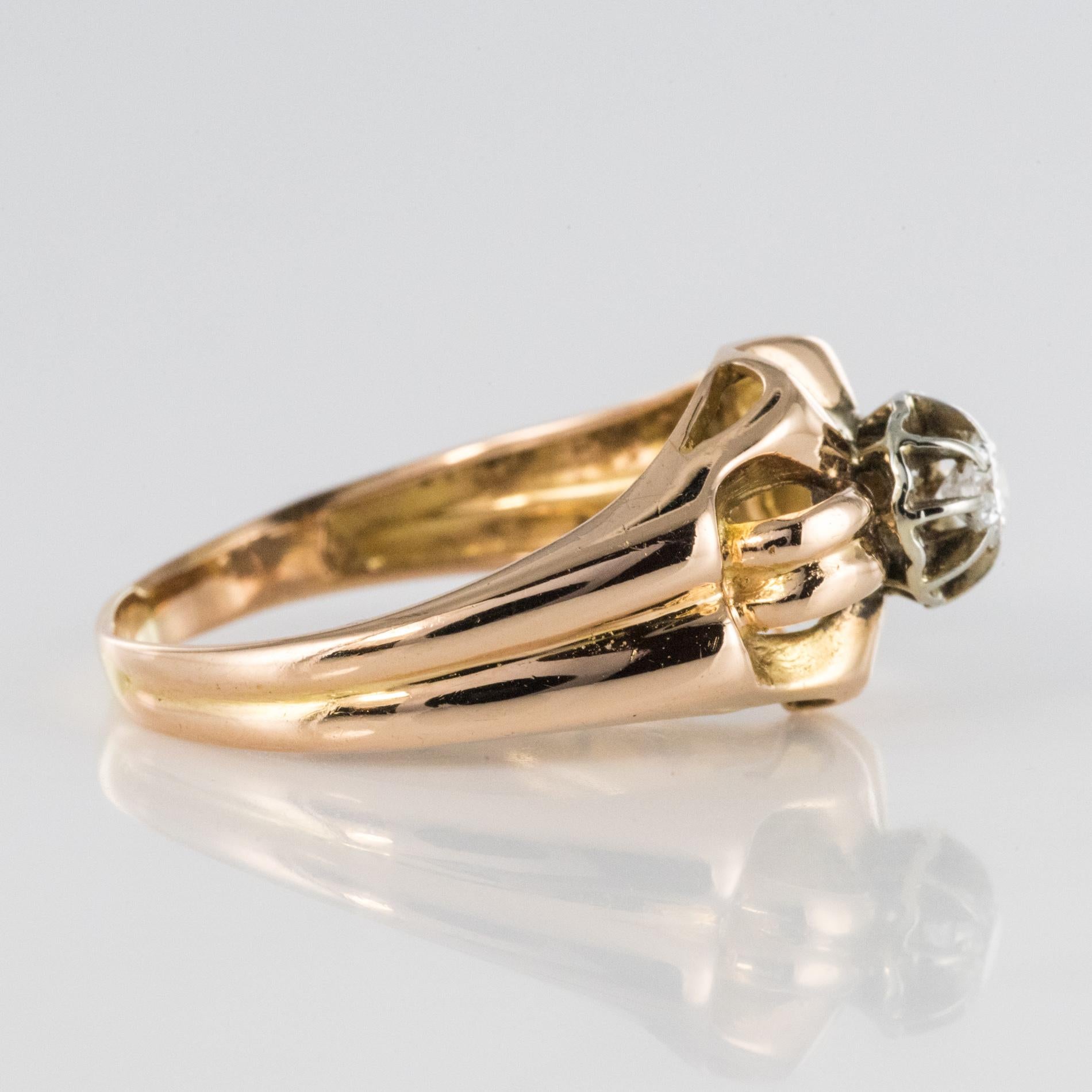 French 1950s Retro Diamond 18 Karat Yellow Gold Ring For Sale 2